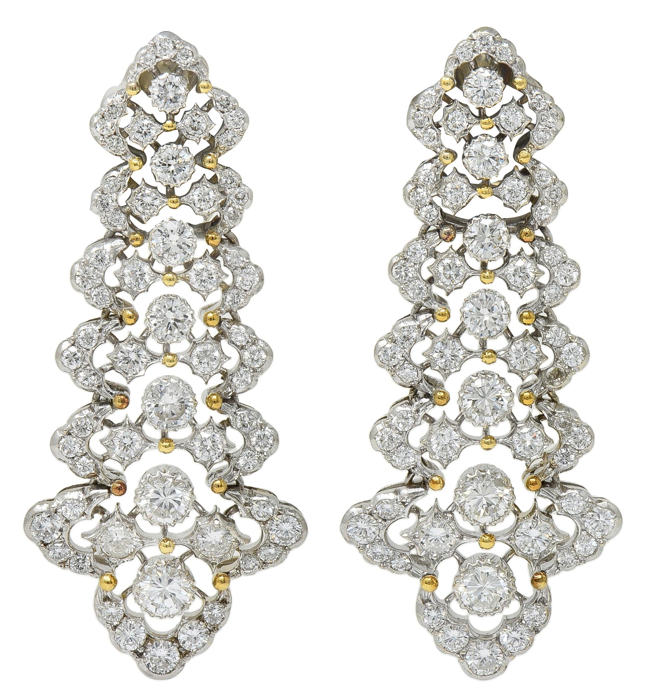 Buccellati 4.50 CTW Diamond 18 Karat Two-Tone Gold Chandelier Drop Earring