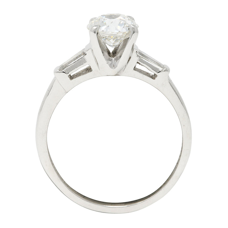 Mid-Century 1.29 CTW Old European Cut Diamond Platinum Three Stone Vintage Engagement Ring GIA Wilson's Estate Jewelry