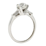 Mid-Century 1.29 CTW Old European Cut Diamond Platinum Three Stone Vintage Engagement Ring GIA Wilson's Estate Jewelry