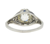 Art Deco 3.29 CTW Jubilee Diamond Sapphire Platinum Vintage Engagement Ring GIA