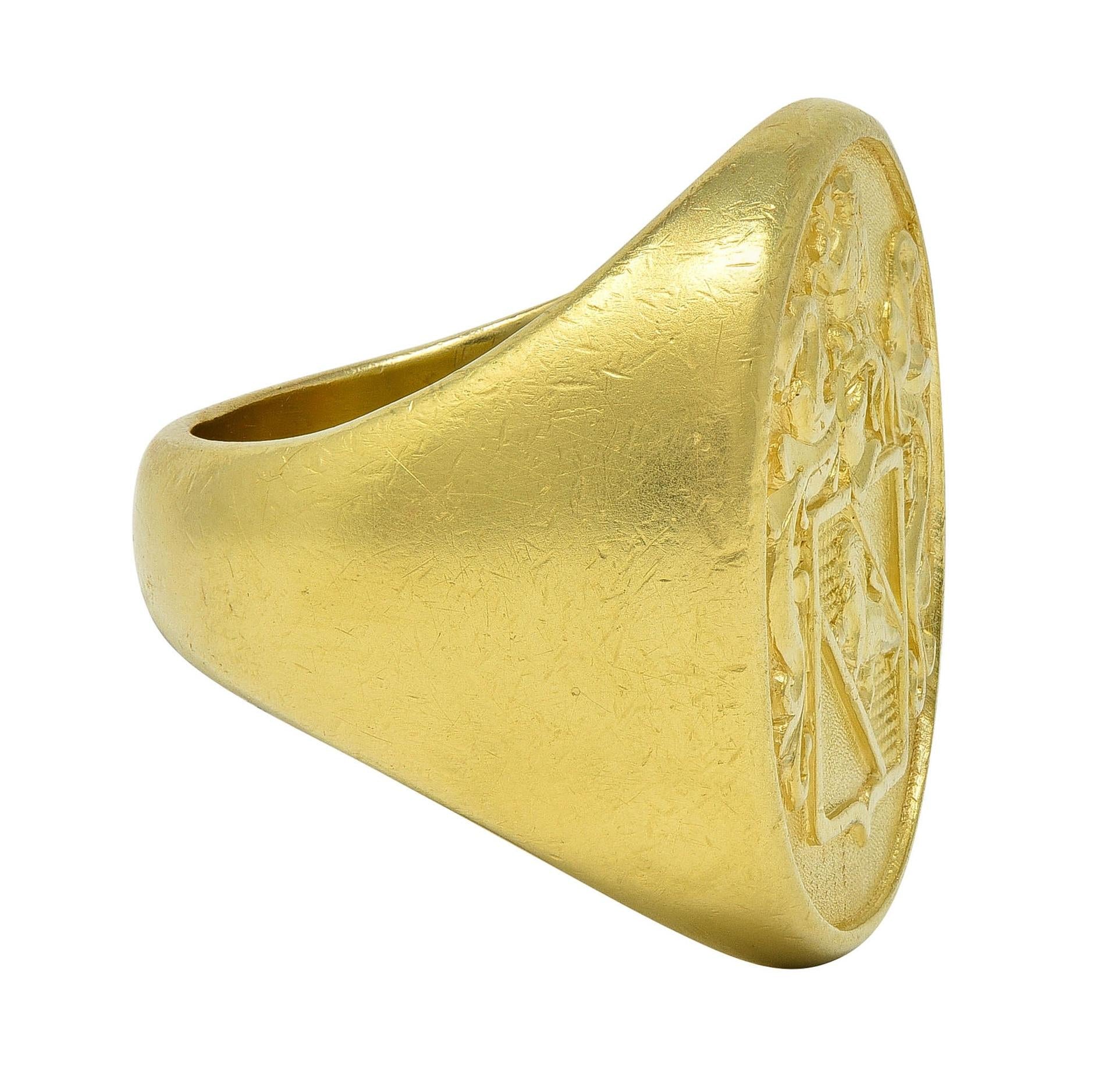Tiffany & Co. 18 Karat Yellow Gold Vintage Heraldry Unisex Signet Ring