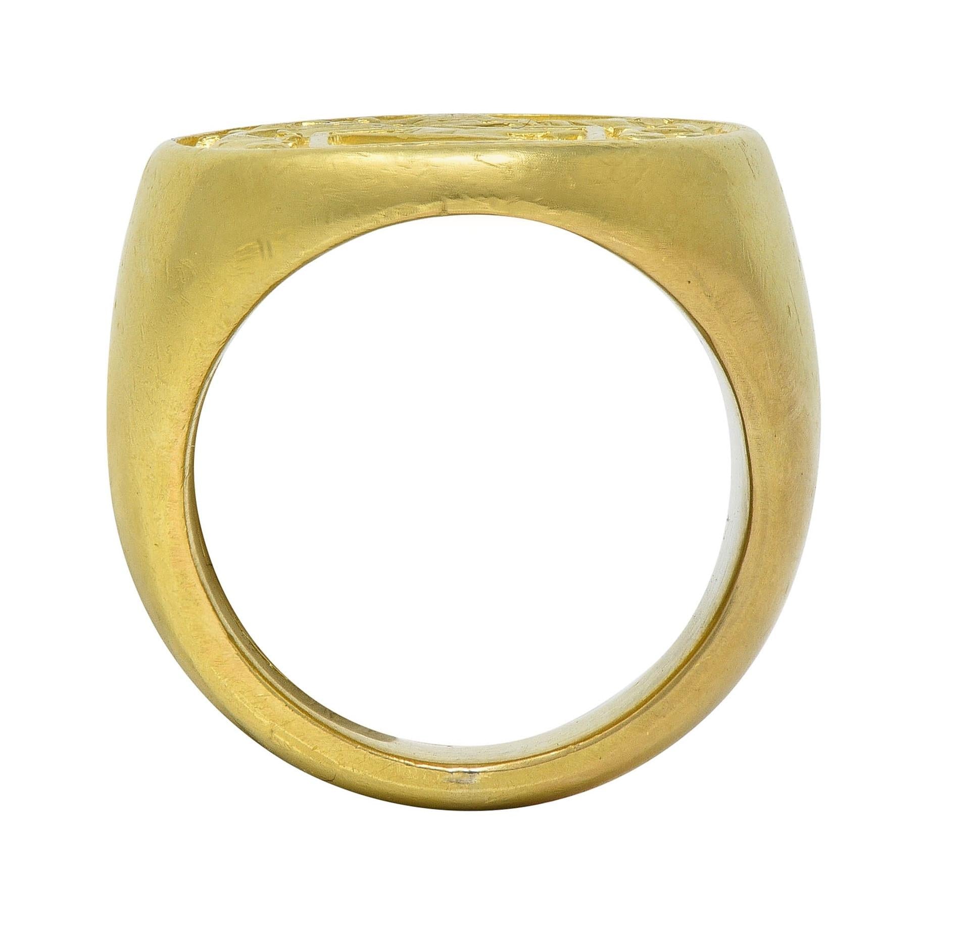 Tiffany & Co. 18 Karat Yellow Gold Vintage Heraldry Unisex Signet Ring
