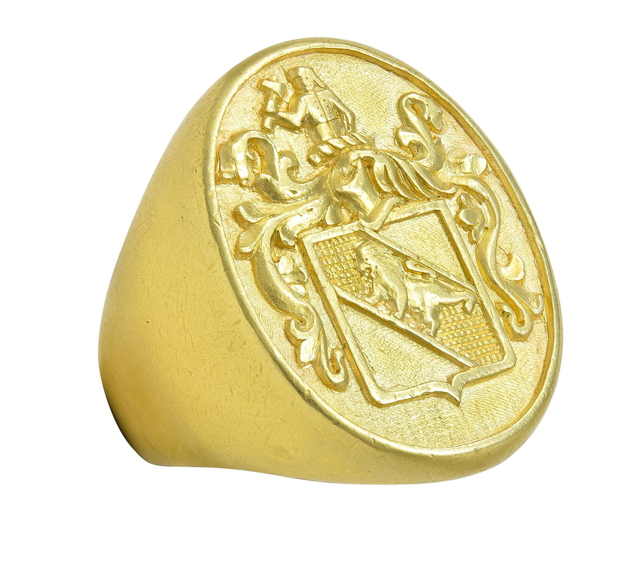 Tiffany & Co. 18 Karat Yellow Gold Vintage Heraldry Unisex Signet Ring