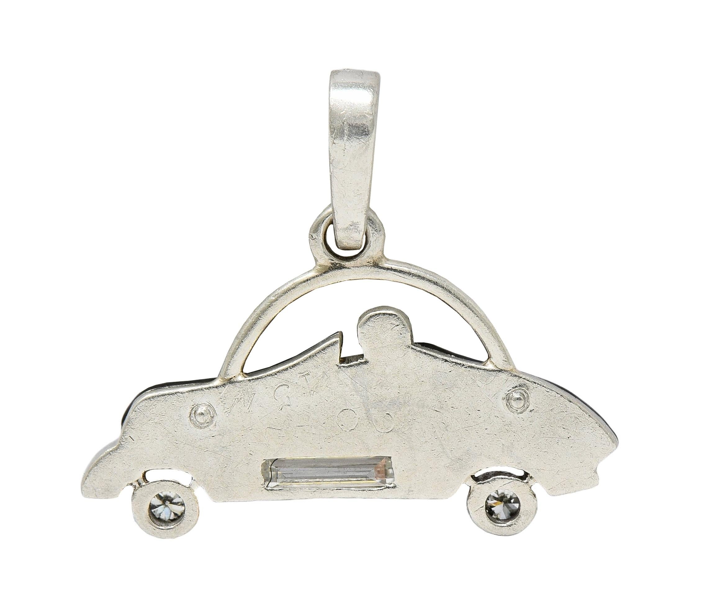 Cartier Art Deco Diamond Enamel Platinum Antique Car Automobile Charm