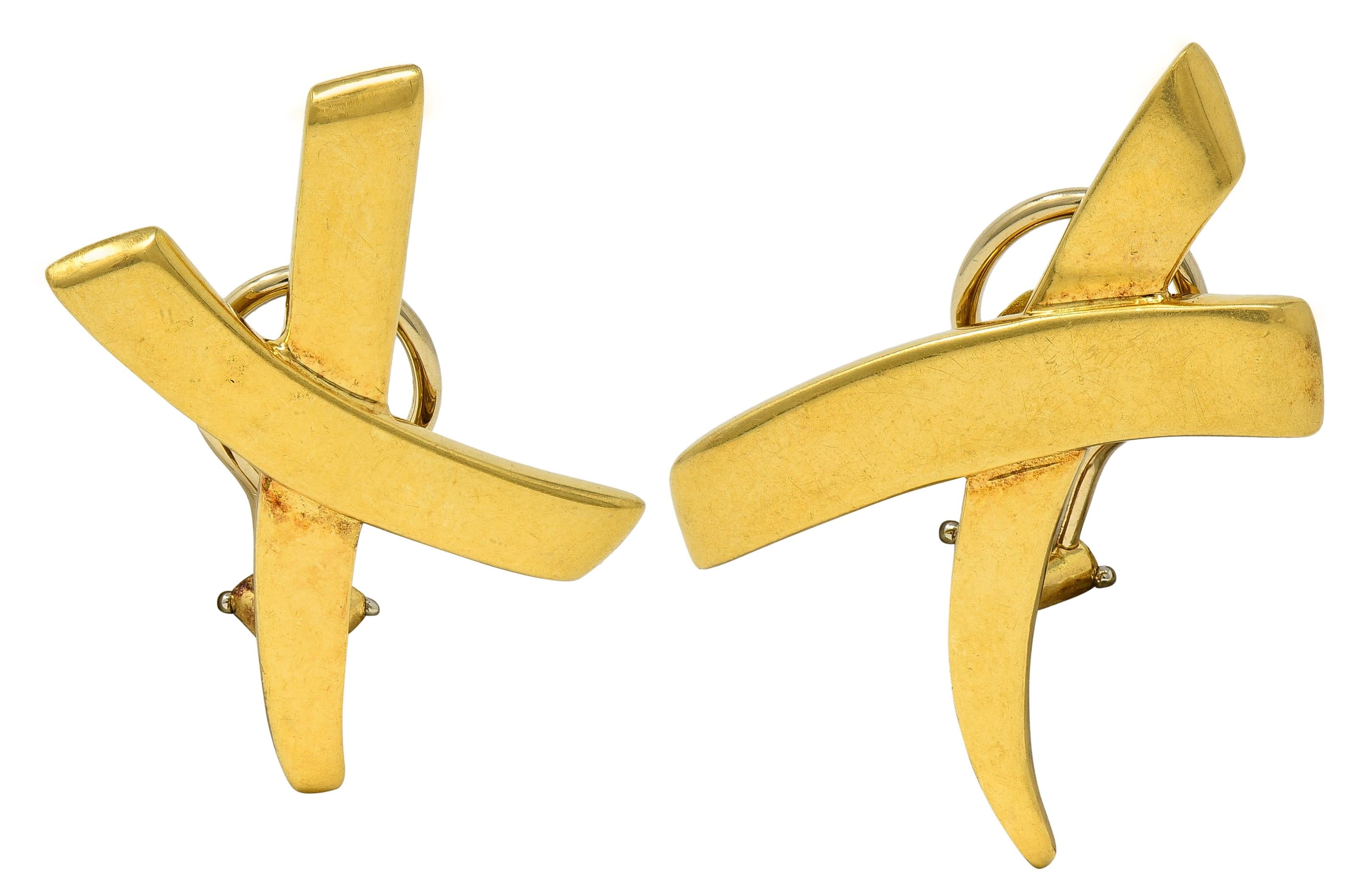 Paloma Picasso Tiffany & Co. 1983 18K Gold X Graffiti Vintage Ear-Clip Earrings