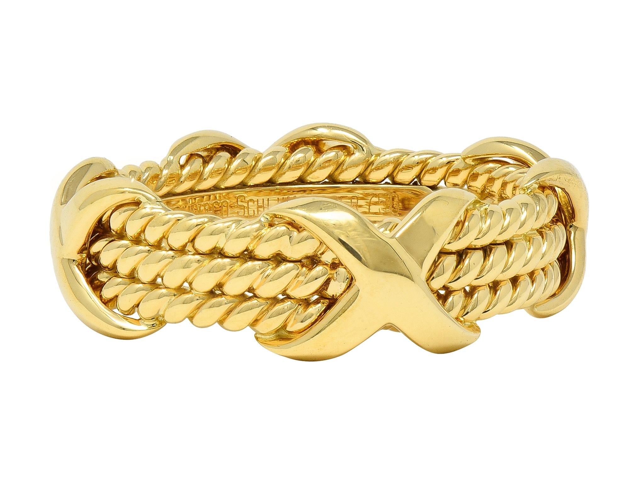 Jean Schlumberger Tiffany & Co. 18 Karat Yellow Gold Twisted Rope X Band Ring