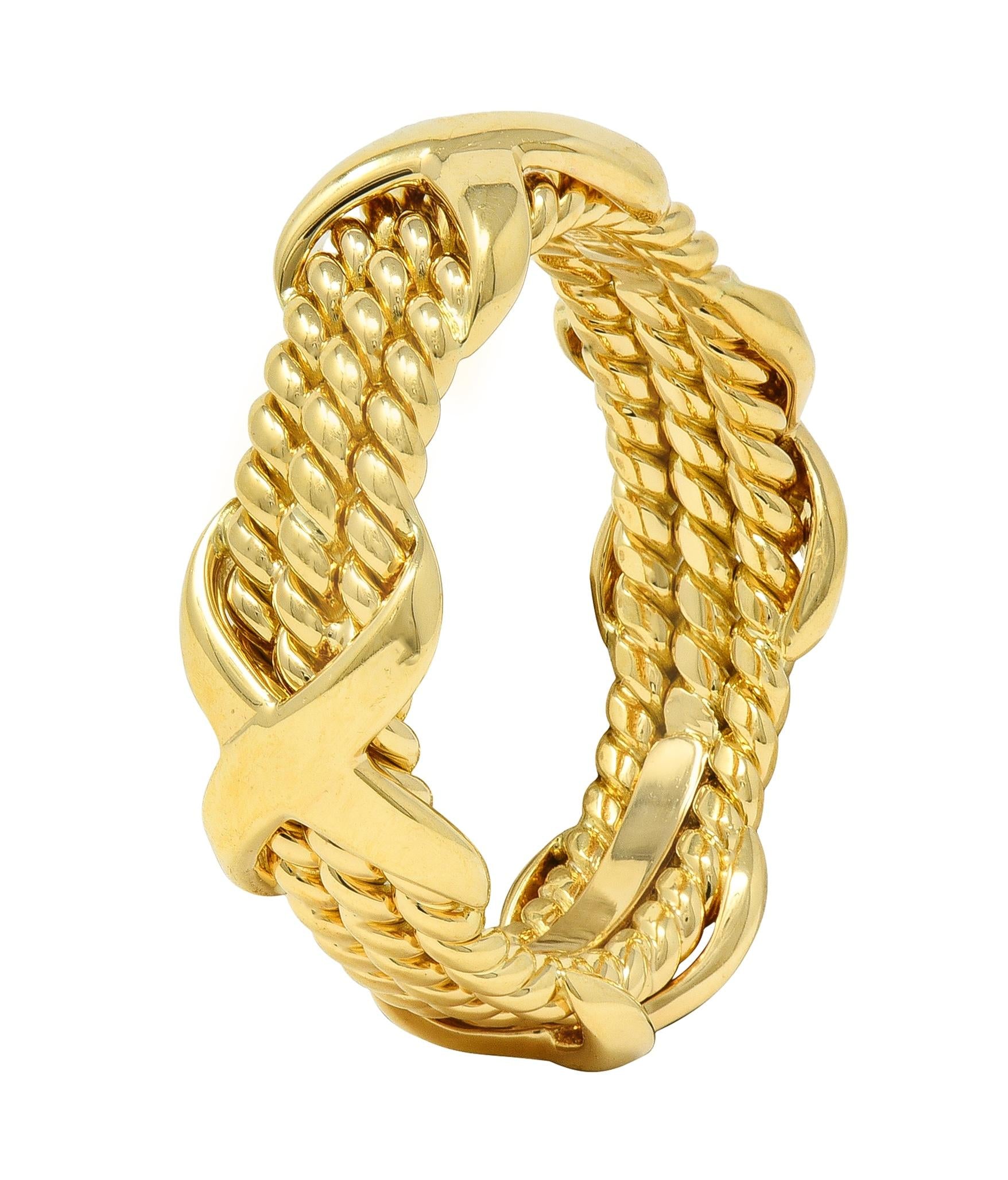 Jean Schlumberger Tiffany & Co. 18 Karat Yellow Gold Twisted Rope X Band Ring