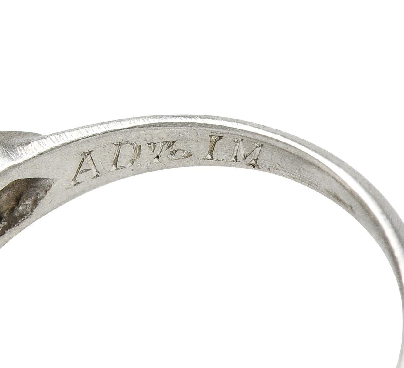 Art Deco Transitional Cut Diamond Platinum Vintage Arrow Engagement Ring
