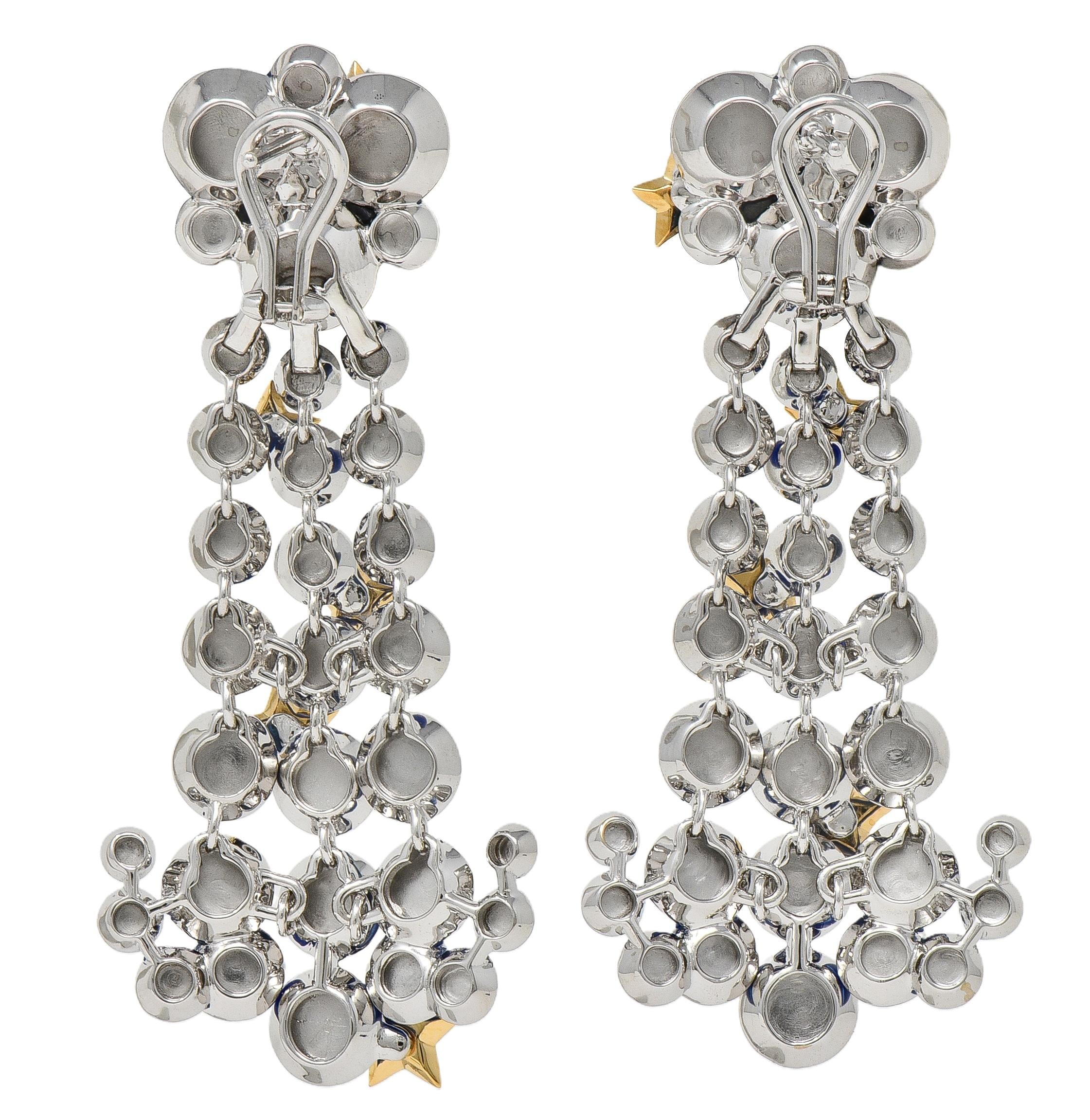 The Royal Mint Enamel 18K White Gold Orrery Night Sky Drop Earrings