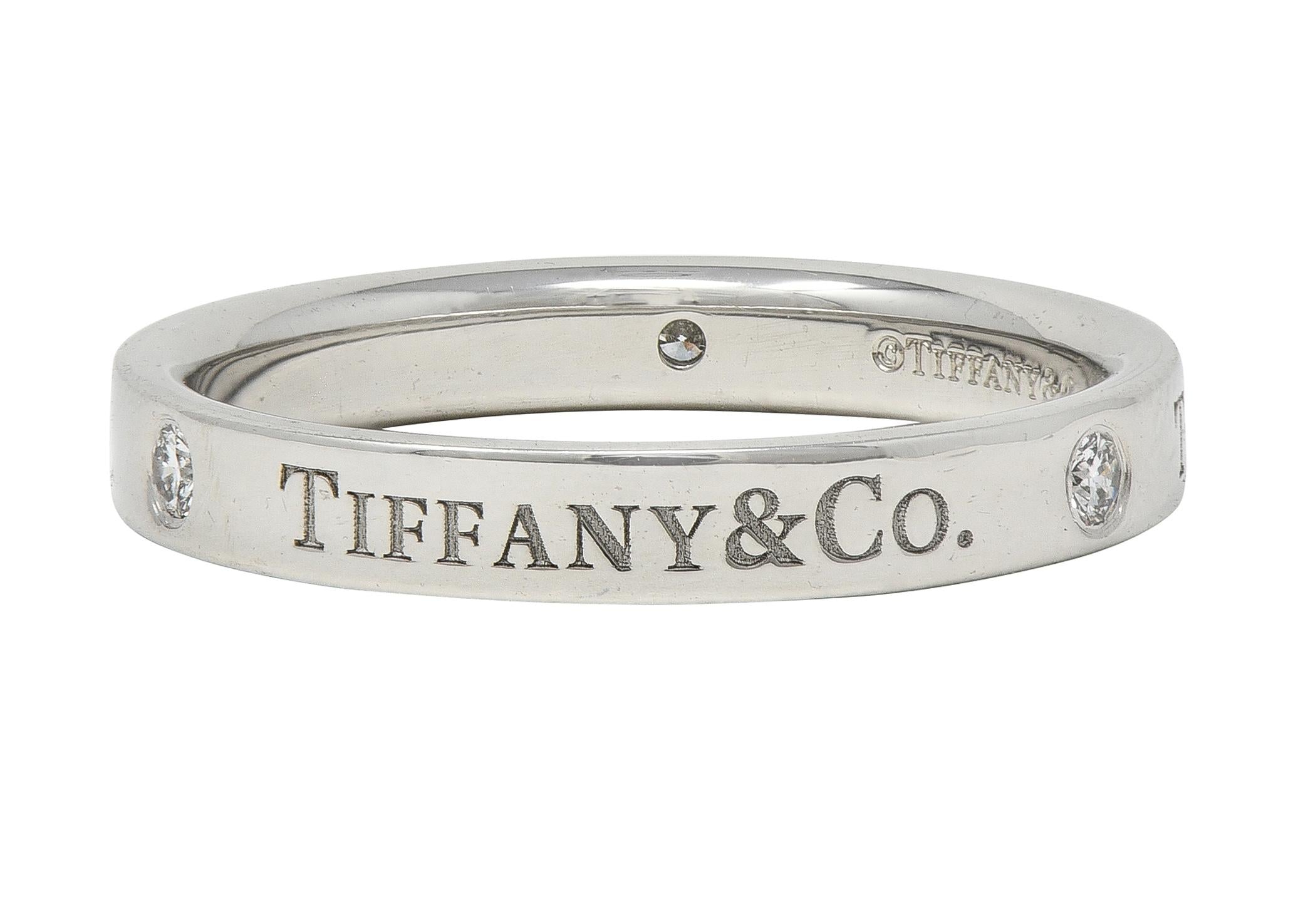 Tiffany & Co. Diamond Platinum Contemporary Logo Band Ring