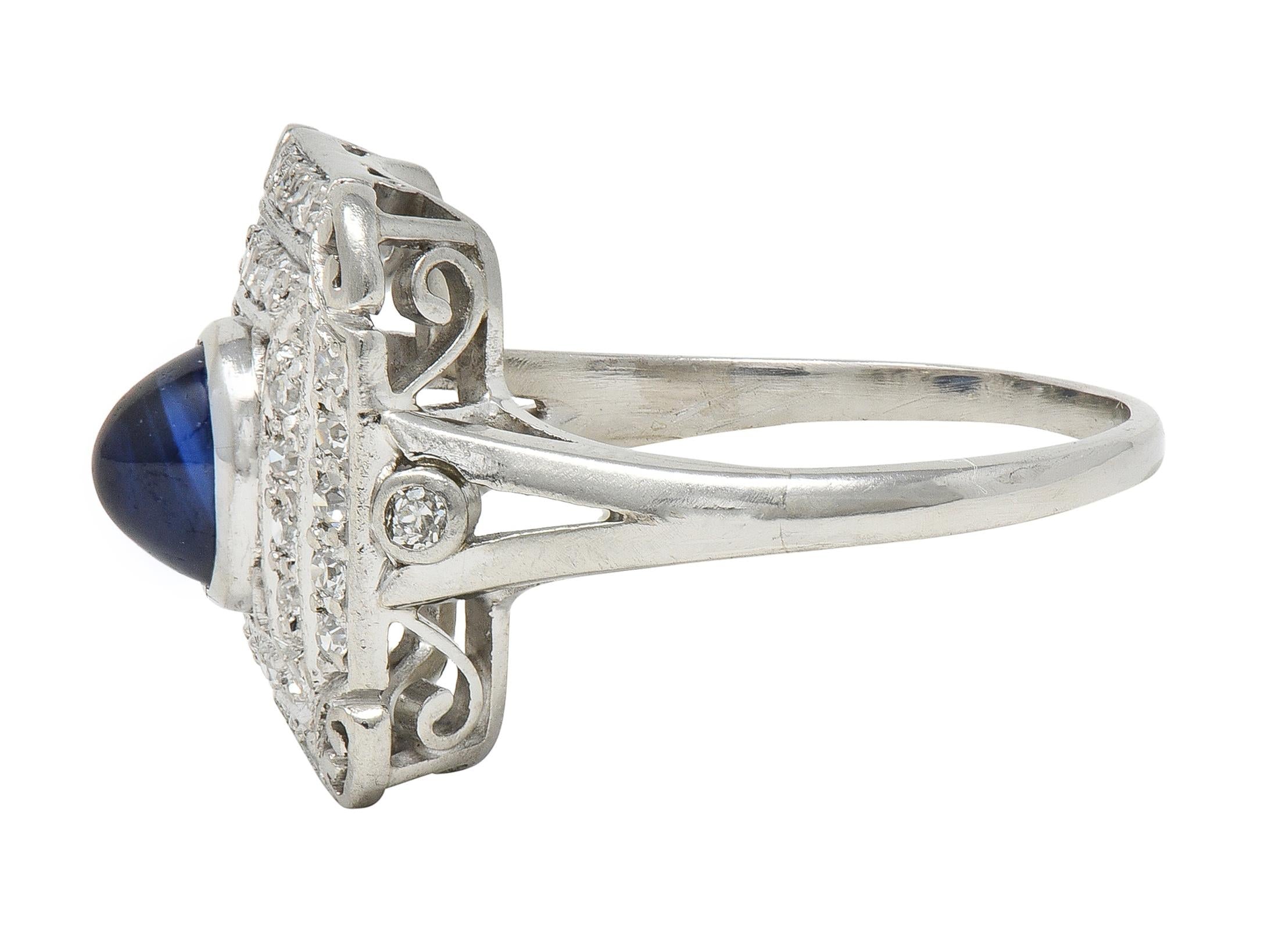 Art Deco 1.81 CTW Sapphire Diamond Platinum Vintage Dinner Ring
