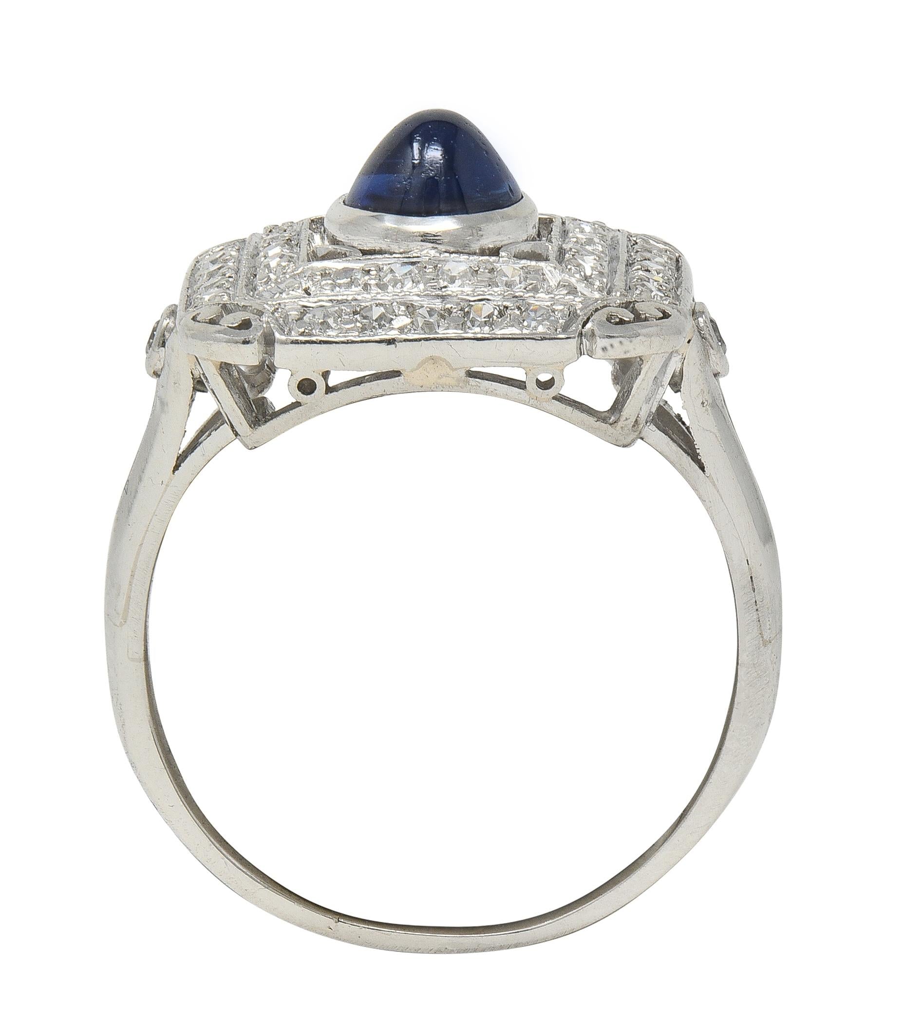 Art Deco 1.81 CTW Sapphire Diamond Platinum Vintage Dinner Ring