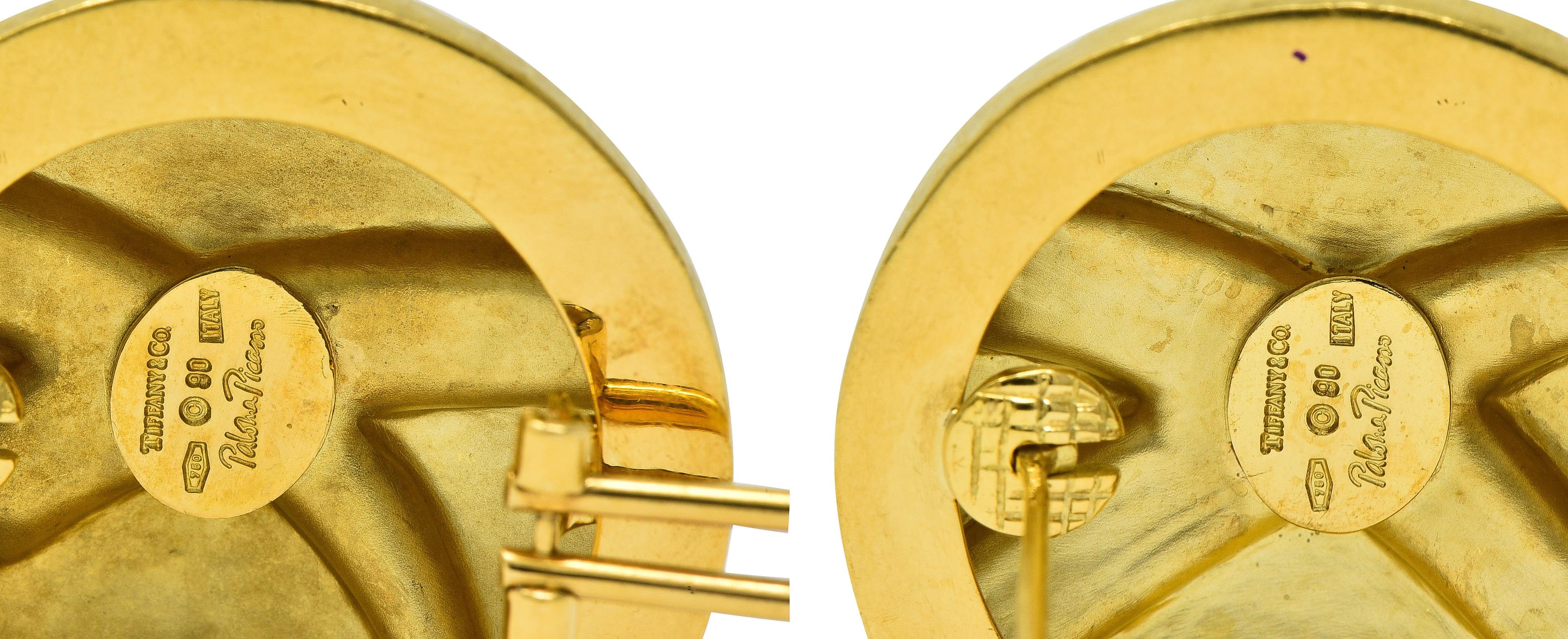 Paloma Picasso Tiffany & Co. 1990 18K Gold X Graffiti Dome Vintage Earrings