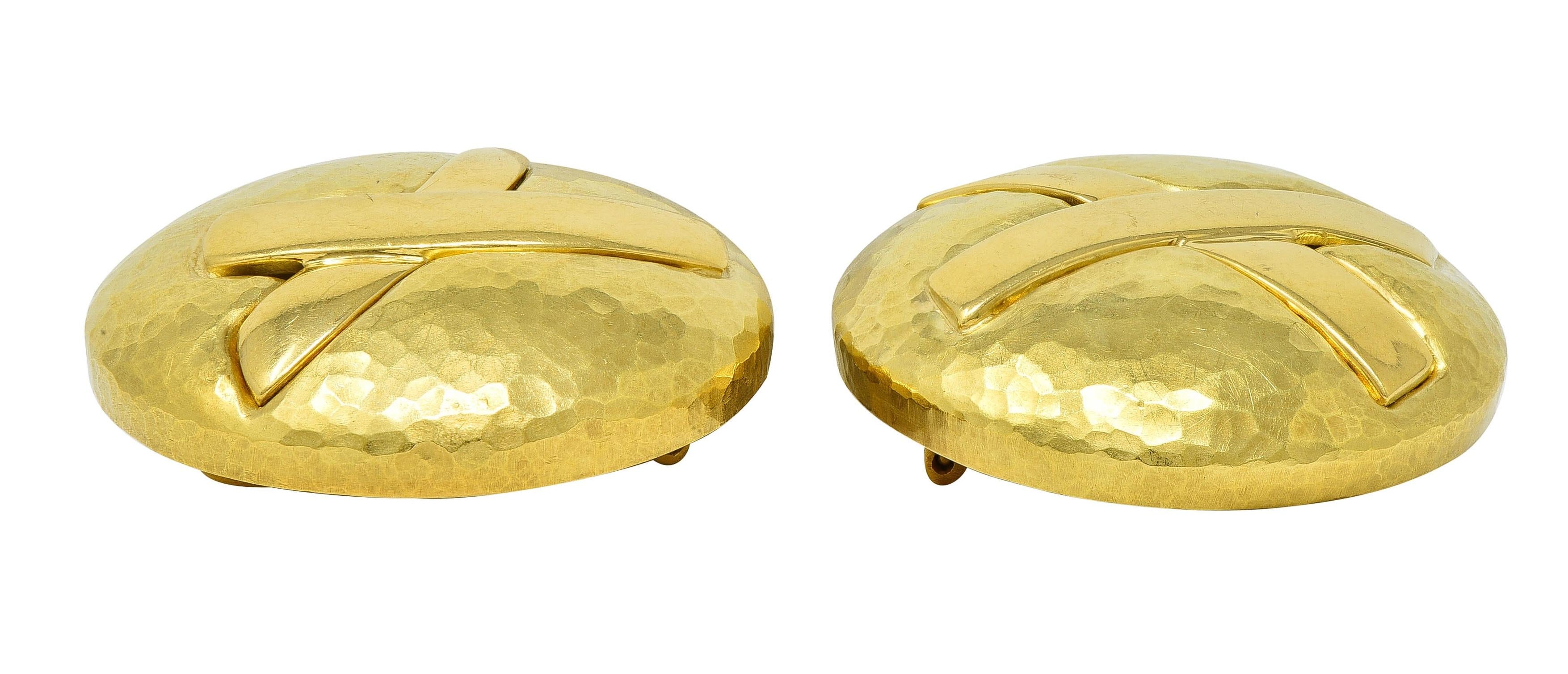 Paloma Picasso Tiffany & Co. 1990 18K Gold X Graffiti Dome Vintage Earrings