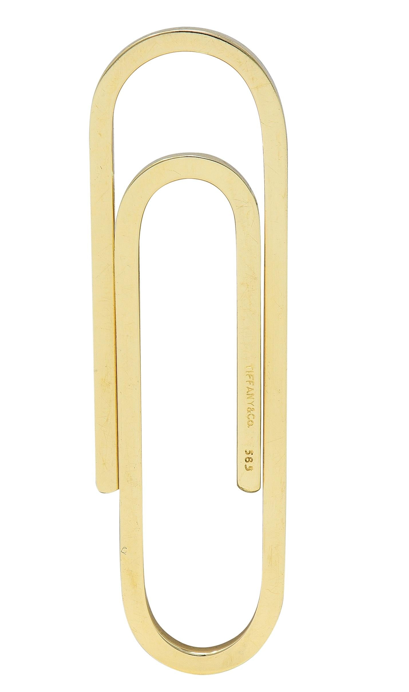 Tiffany & Co. 1990's 14 Karat Yellow Gold Vintage Large Paperclip