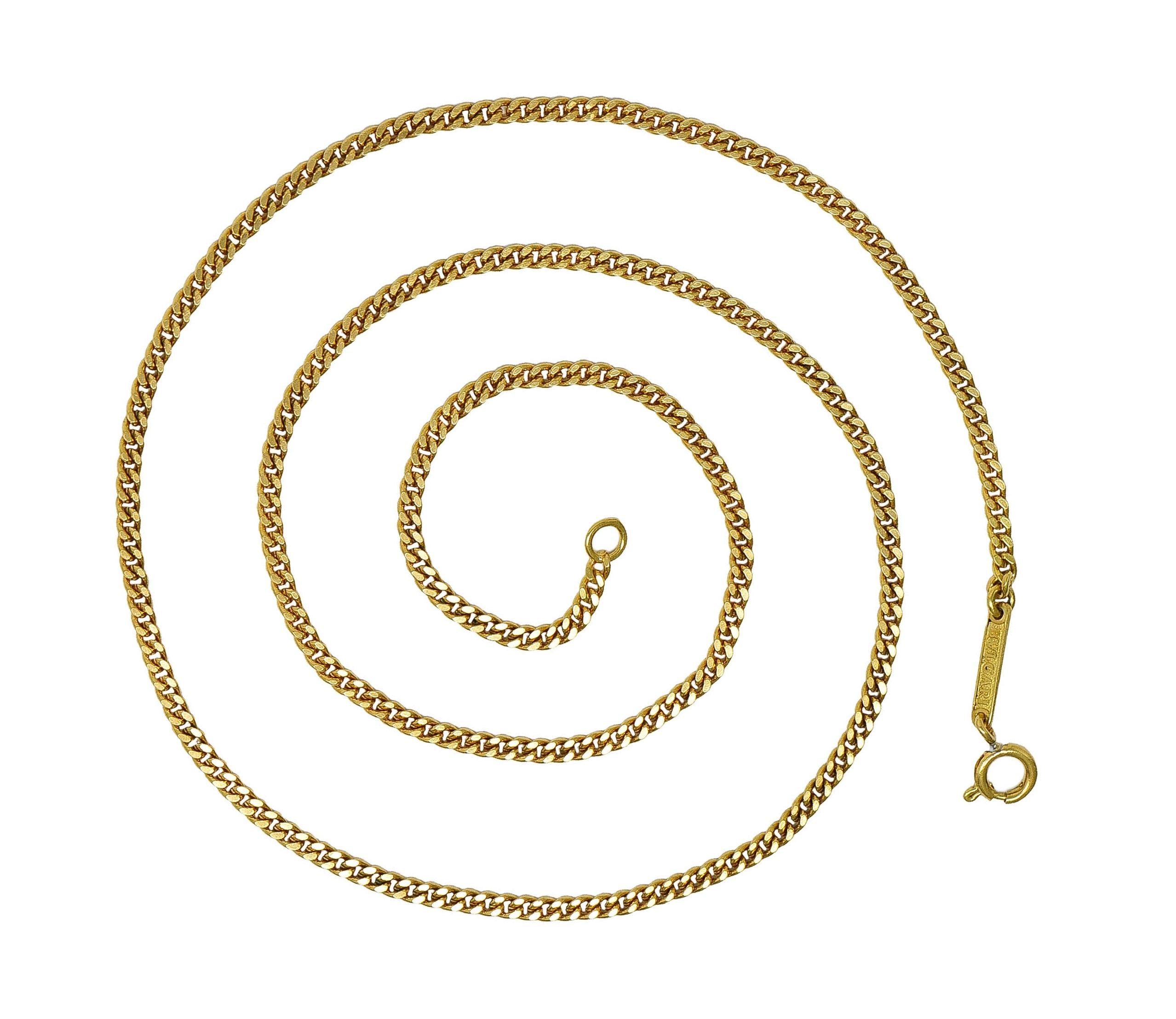Bulgari 1990's 18 Karat Yellow Gold Vintage Curb Link Unisex Chain Necklace