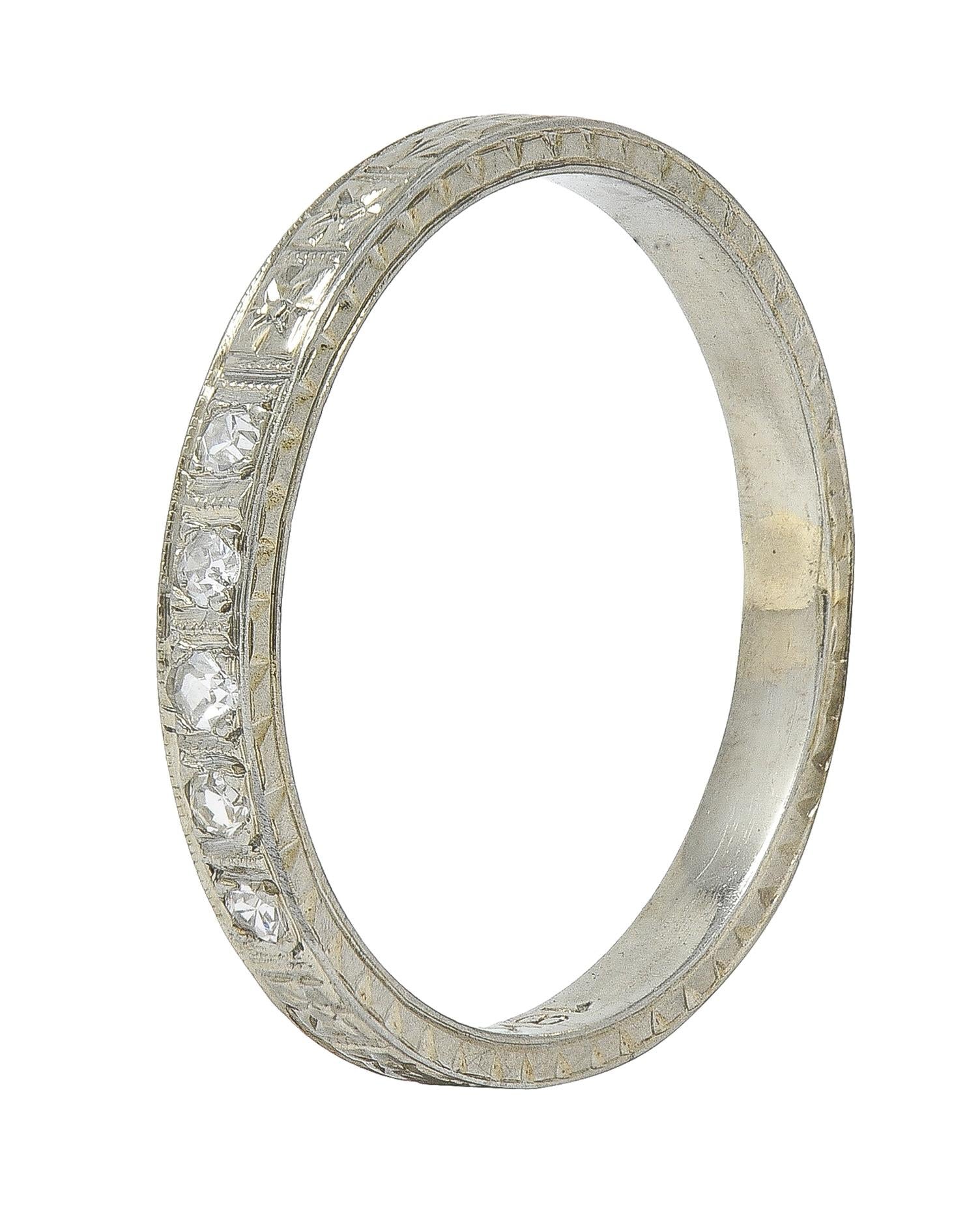 Art Deco Diamond 18 Karat Gold Vintage Wheat Orange Blossom Wedding Band Ring