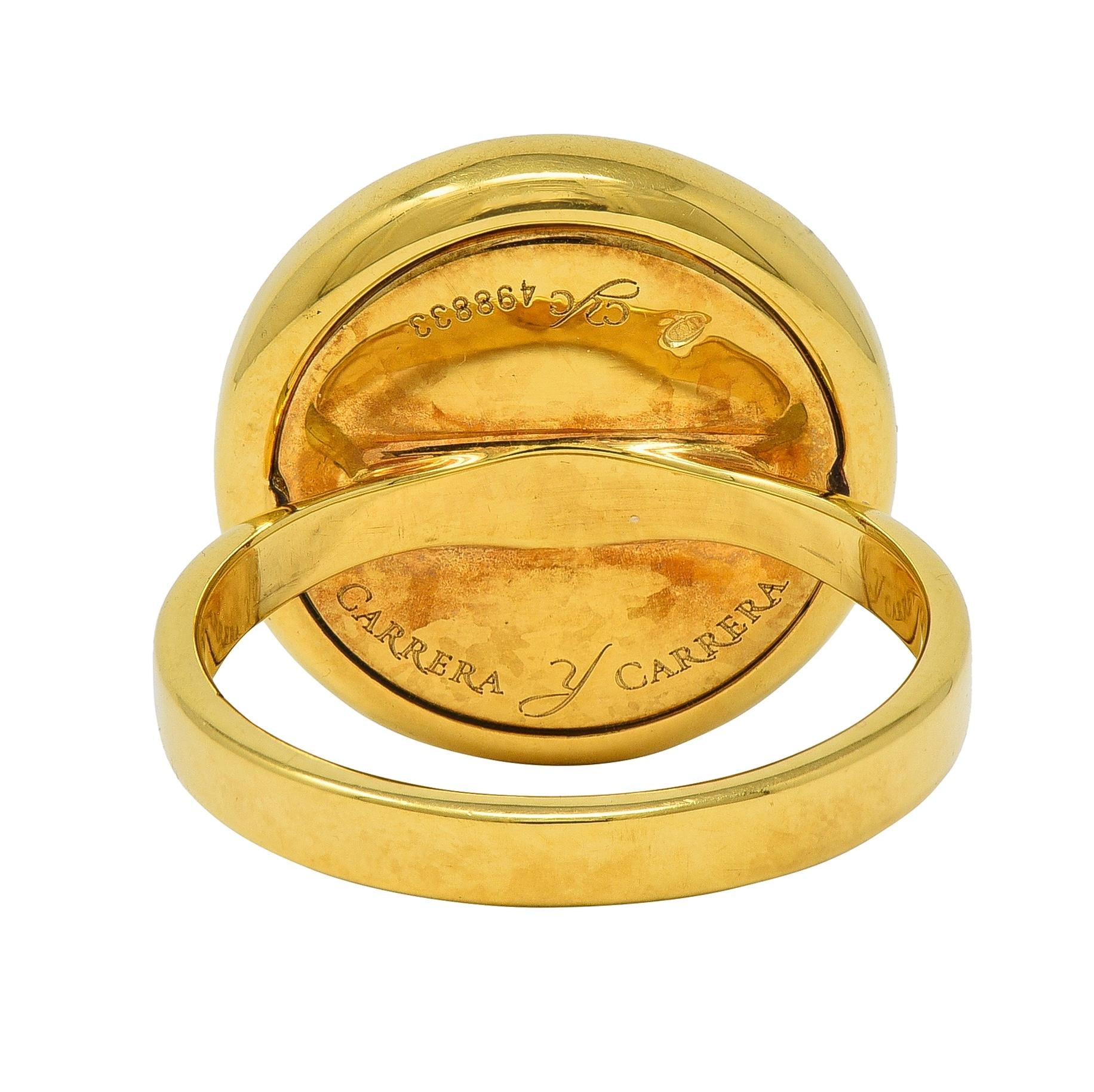Carrera y Carrera Diamond Onyx 18 Karat Gold Baile de Bambú Signet Bamboo Ring