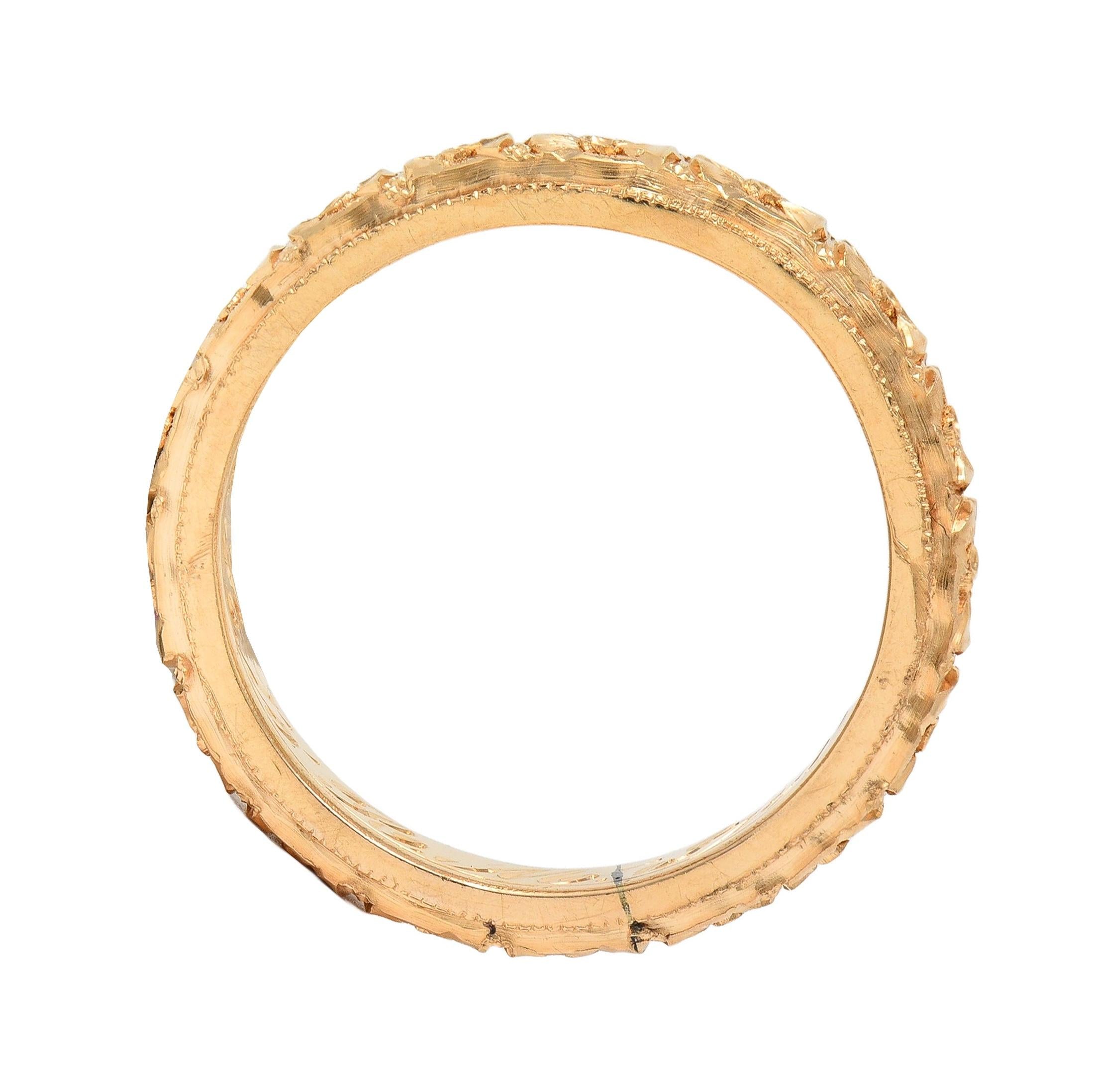 Art Deco 1922 14 Karat Yellow Gold Antique Orange Blossom Wedding Band Ring
