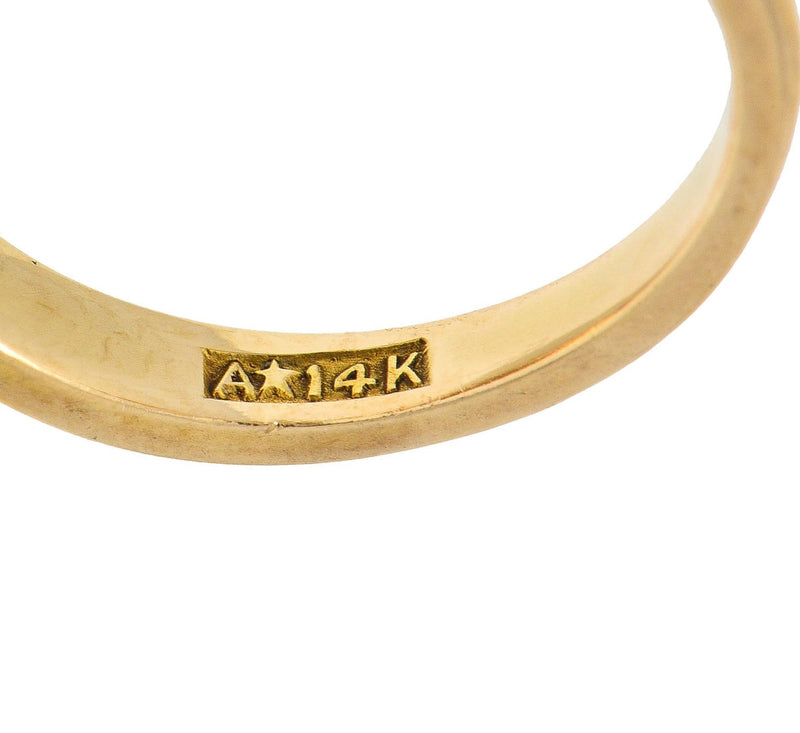 Allsopp Art Nouveau Baroque Pearl 14 Karat Yellow Gold Foliate Antique Vine Ring