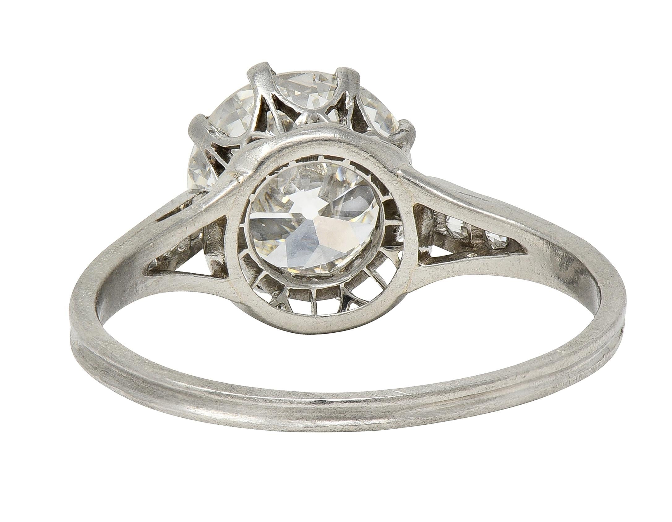 Art Deco 2.40 CTW European Diamond Platinum Vintage Cathedral Engagement Ring