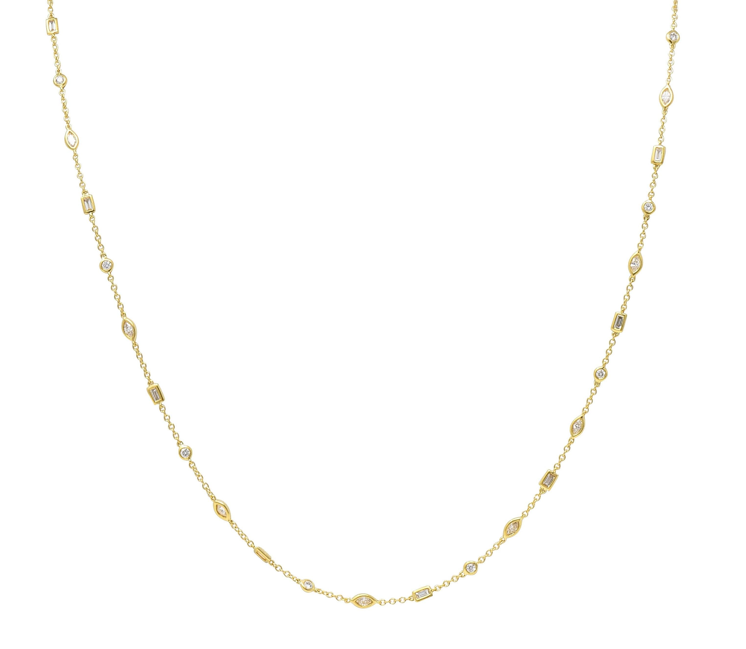Contemporary 2.84 CTW Diamond 18 Karat Yellow Gold Diamonds-By-The-Yard Necklace