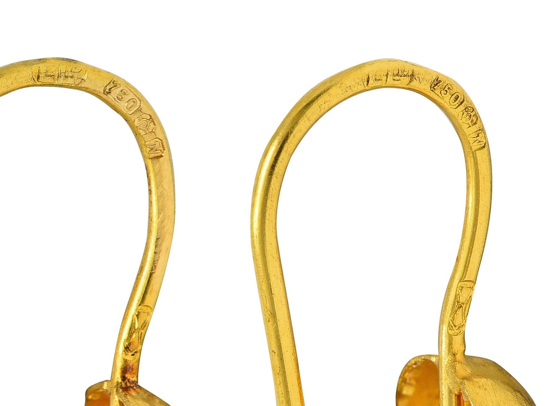 Ilias Lalaounis 1990's 18 Karat Yellow Gold Vintage Foliate Drop Earrings