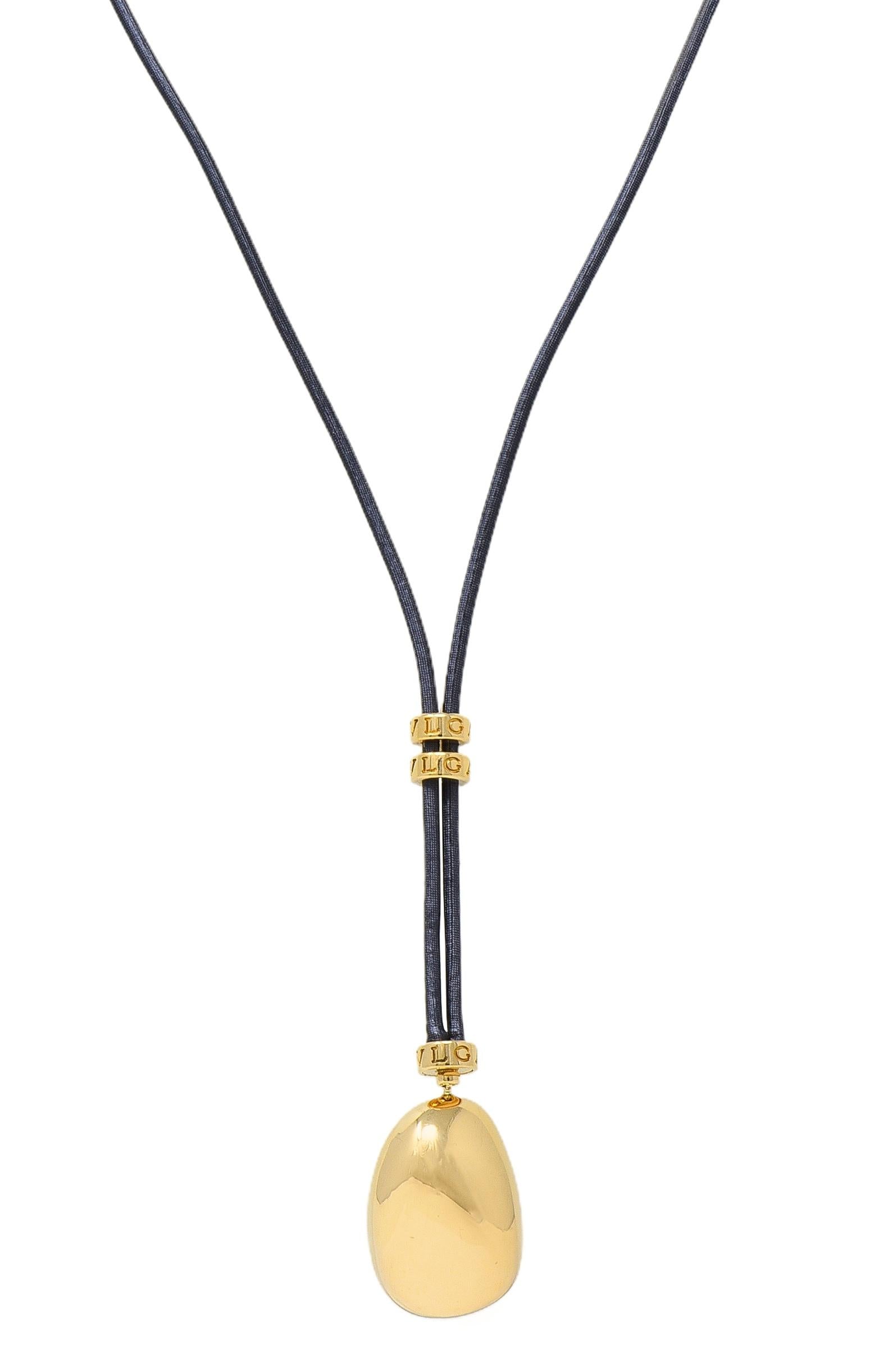 Bulgari 18K Yellow Gold Cord Sassi Mediterranean Eden Nugget Pendant Necklace