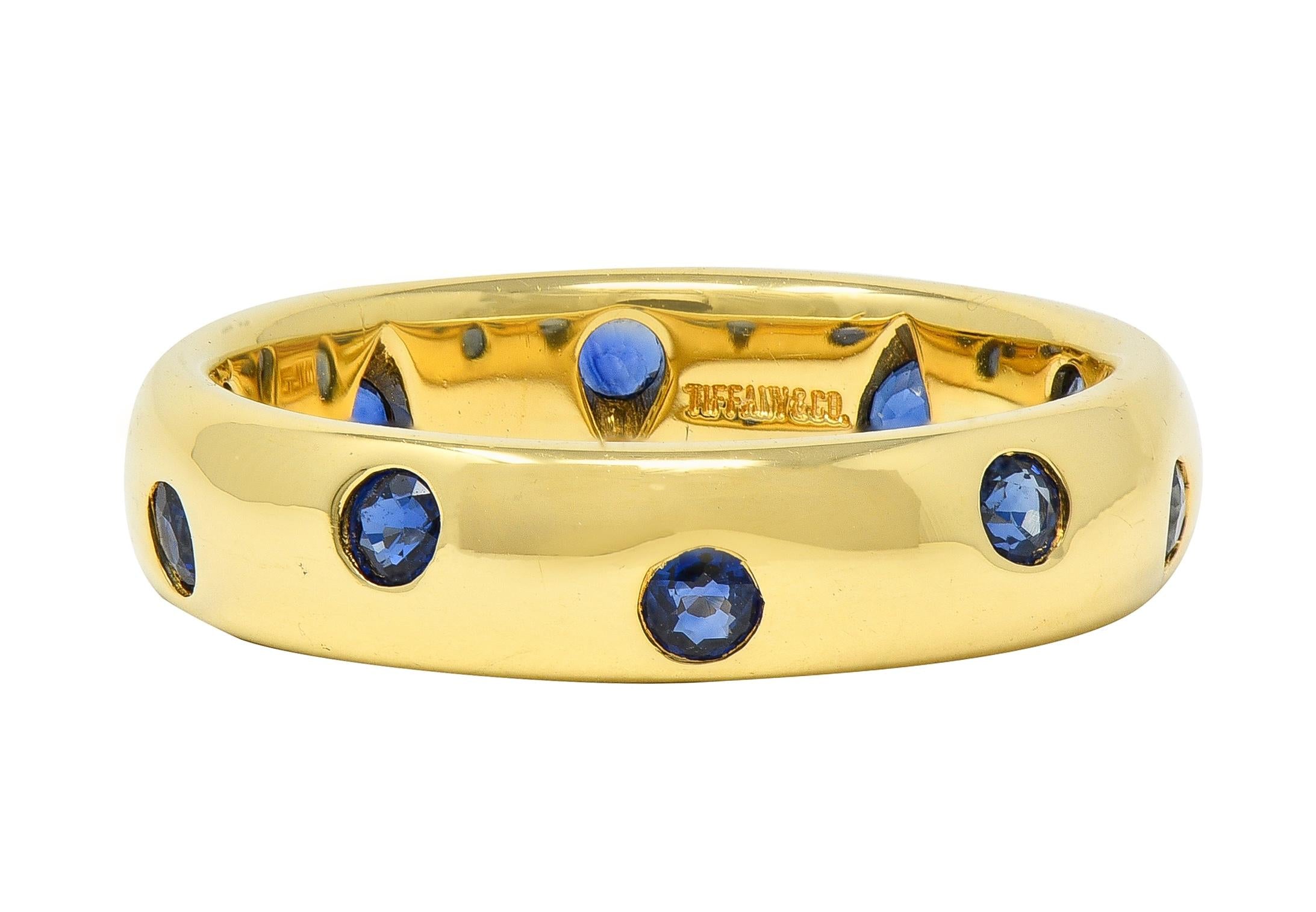 Tiffany & Co. 2000's Sapphire 18 Karat Yellow Gold Etoile Band Ring