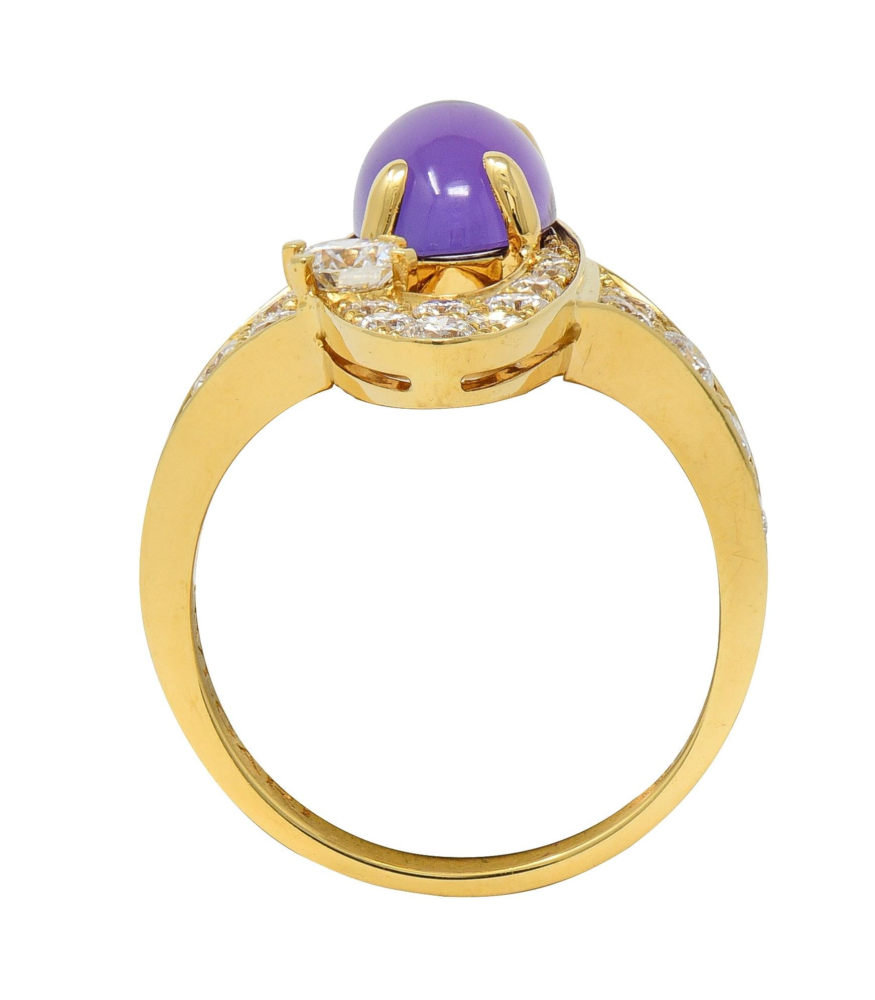 Bulgari 2000's 3.45 CTW Amethyst Diamond 18Kt Yellow Gold Elisia Navette Ring