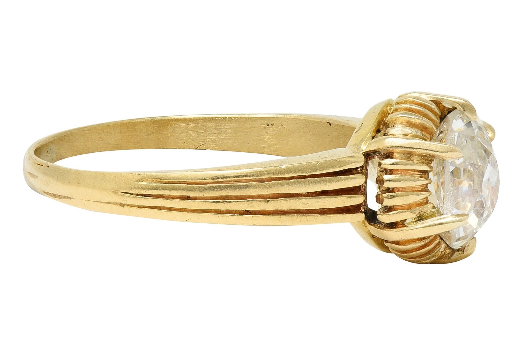 Victorian 0.86 Old Mine Cut Diamond 14K Gold Antique Solitaire Engagement Ring