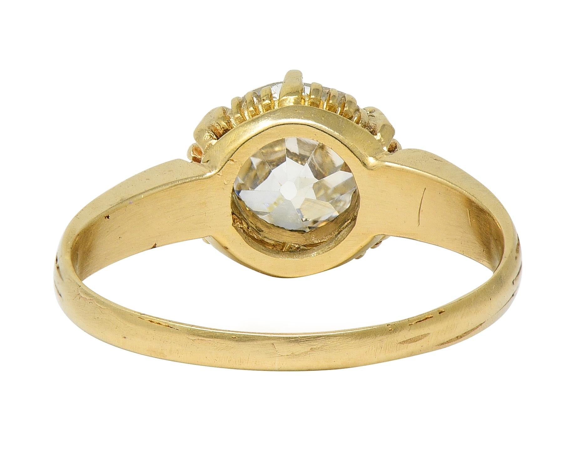 Victorian 0.86 Old Mine Cut Diamond 14K Gold Antique Solitaire Engagement Ring