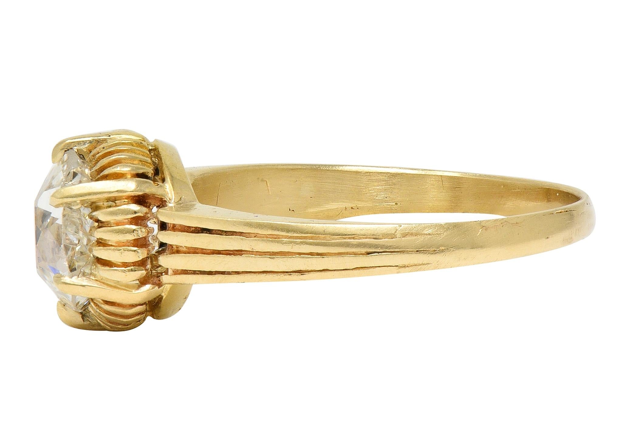 Victorian 0.86 Old Mine Cut Diamond 14K Gold Antique Solitaire Engagement Ring