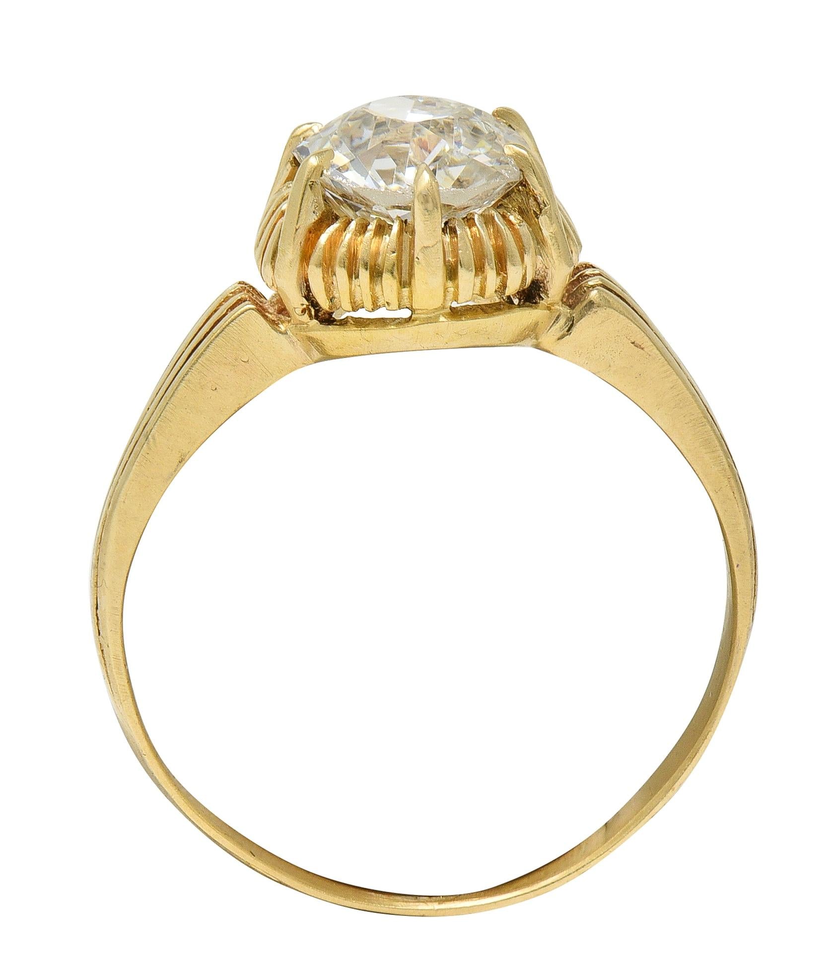 Victorian 0.86 Old Mine Cut Diamond 14K Gold Antique Solitaire Engagement Ring