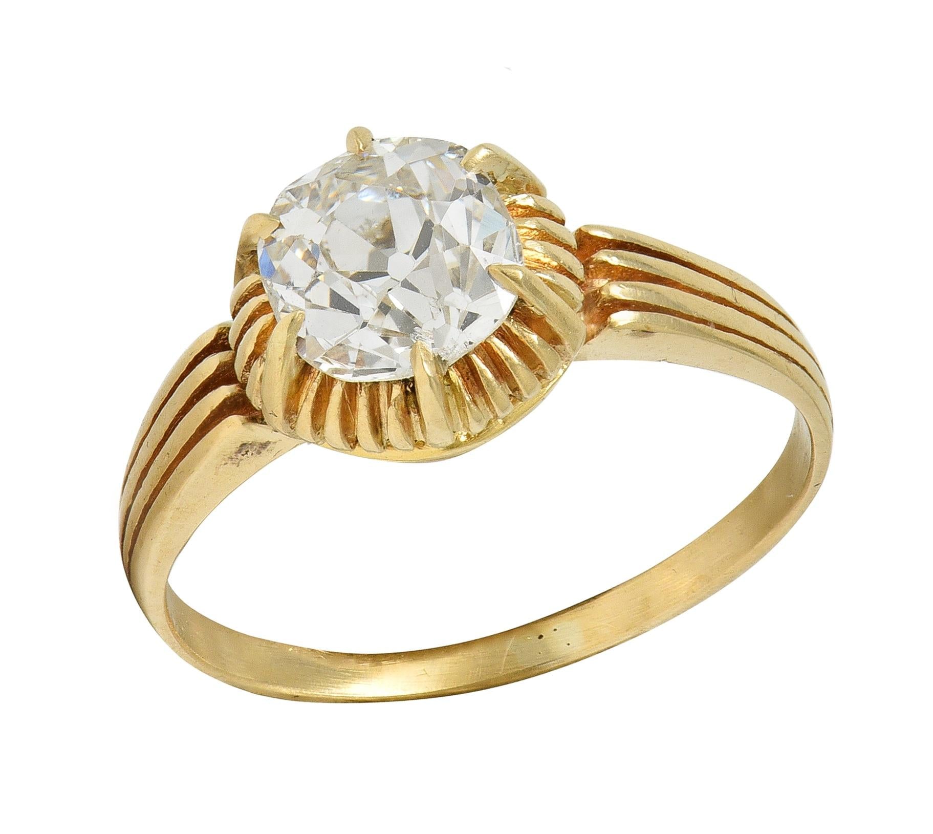 Victorian 0.86 Old Mine Cut Diamond 14K Gold Antique Solitaire Engagement Ring