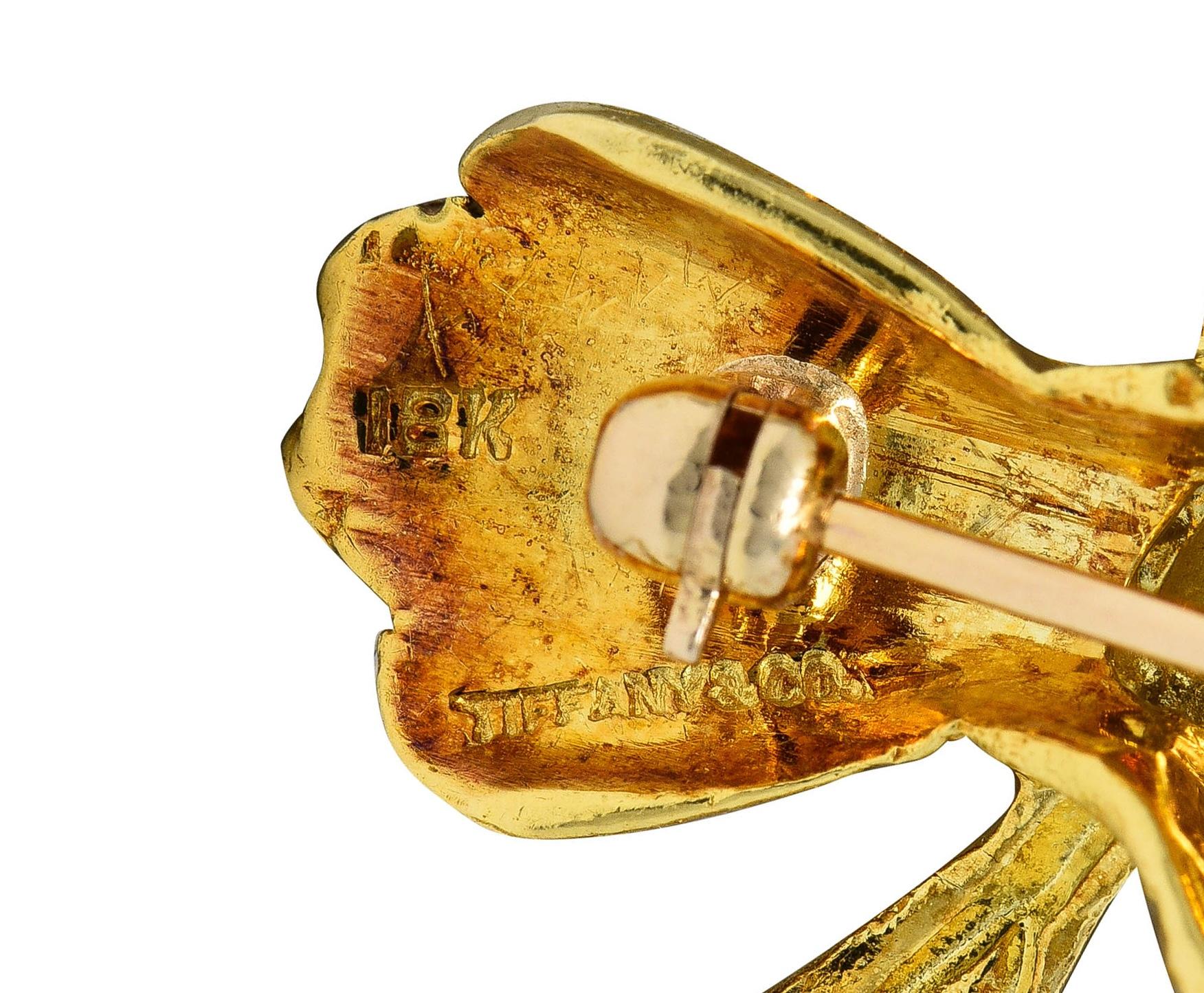 Tiffany & Co. 1950's Sapphire Diamond 18K Gold Vintage Owl Brooch
