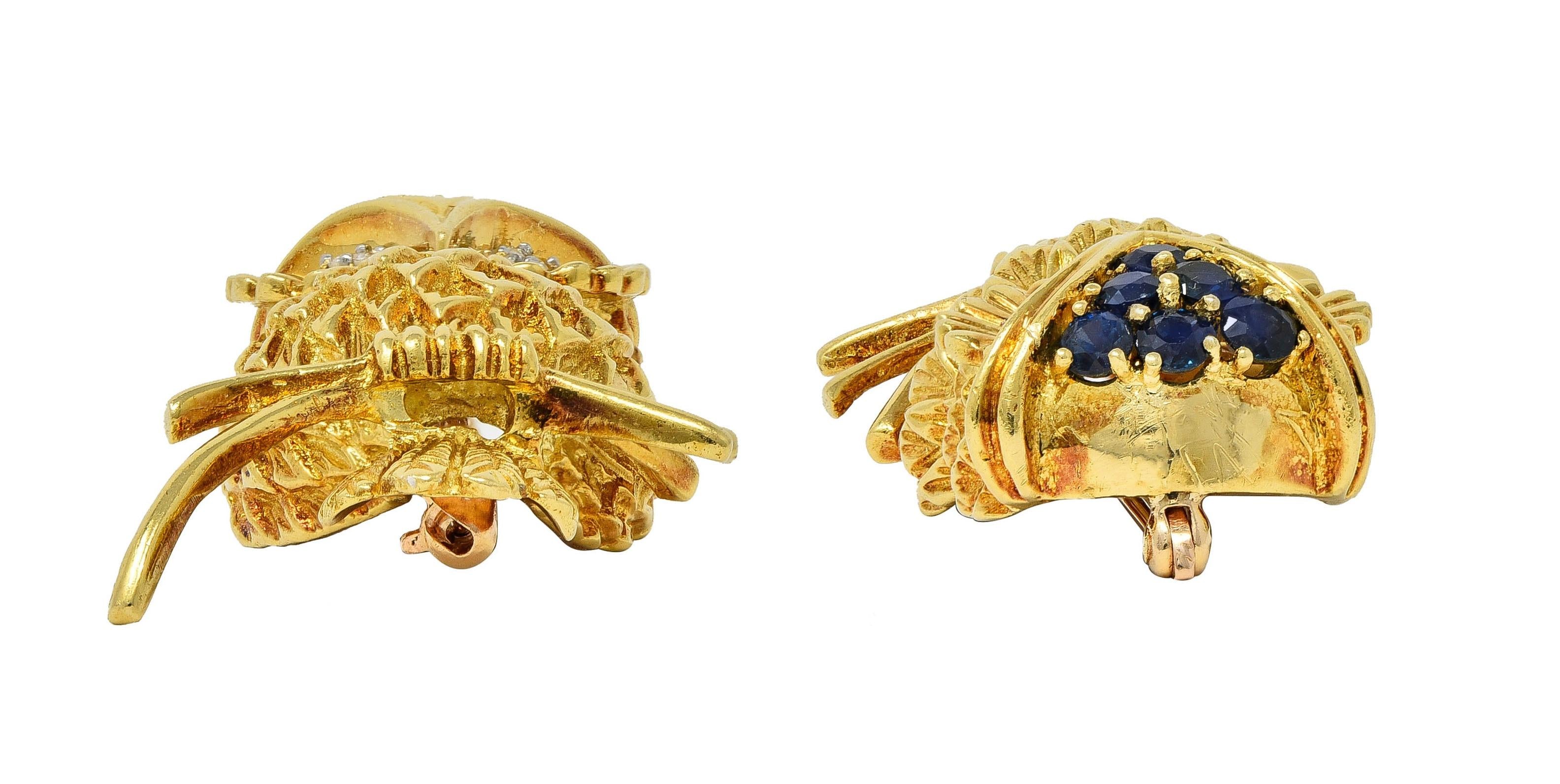 Tiffany & Co. 1950's Sapphire Diamond 18K Gold Vintage Owl Brooch