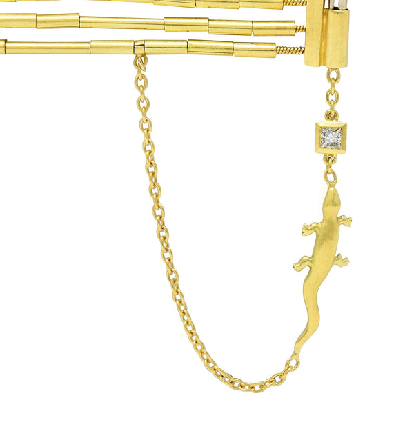 H. Stern Diamond 18 Karat Yellow Gold Fluid Gold Multi Strand Bead Bracelet