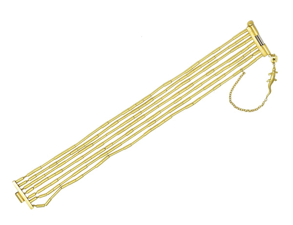 H. Stern Diamond 18 Karat Yellow Gold Fluid Gold Multi Strand Bead Bracelet