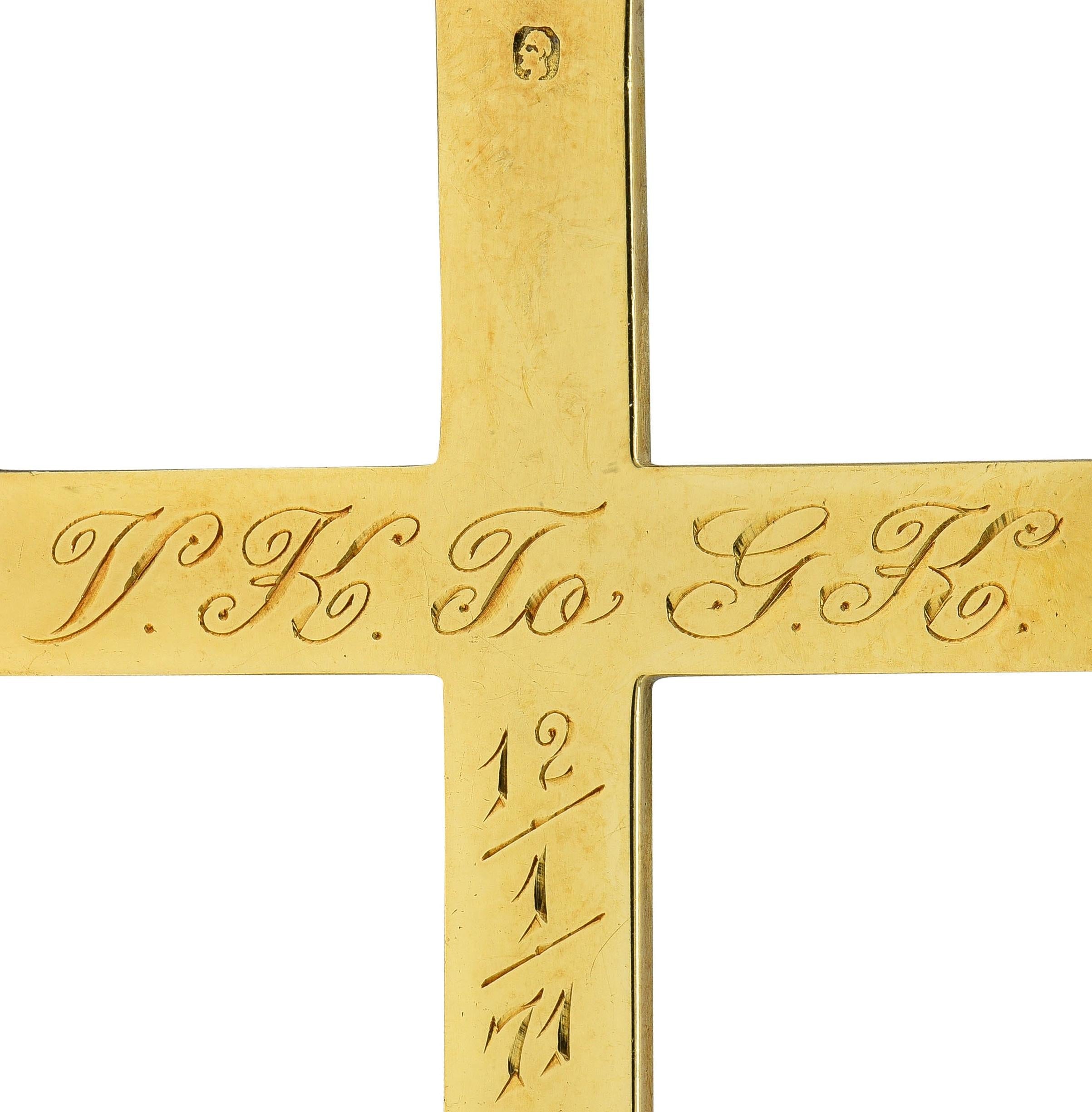 Victorian 1871 Diamond Pearl Antique Portuguese Cross Pendant