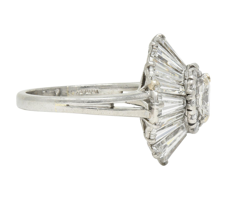 Mid-Century 3.95 CTW Diamond Platinum Vintage Ballerina Halo Cocktail Ring