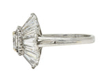 Mid-Century 3.95 CTW Diamond Platinum Vintage Ballerina Halo Cocktail Ring
