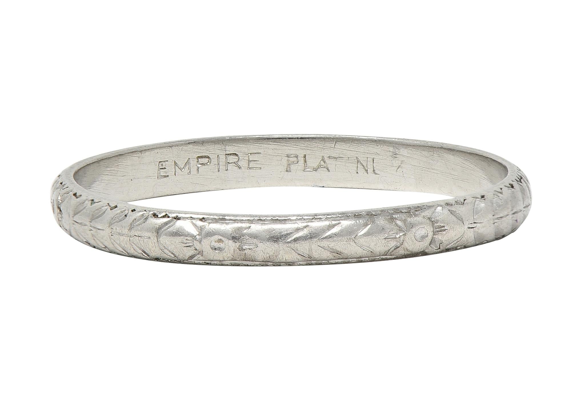 Art Deco Platinum Vintage Orange Blossom Floral Wedding Band Ring
