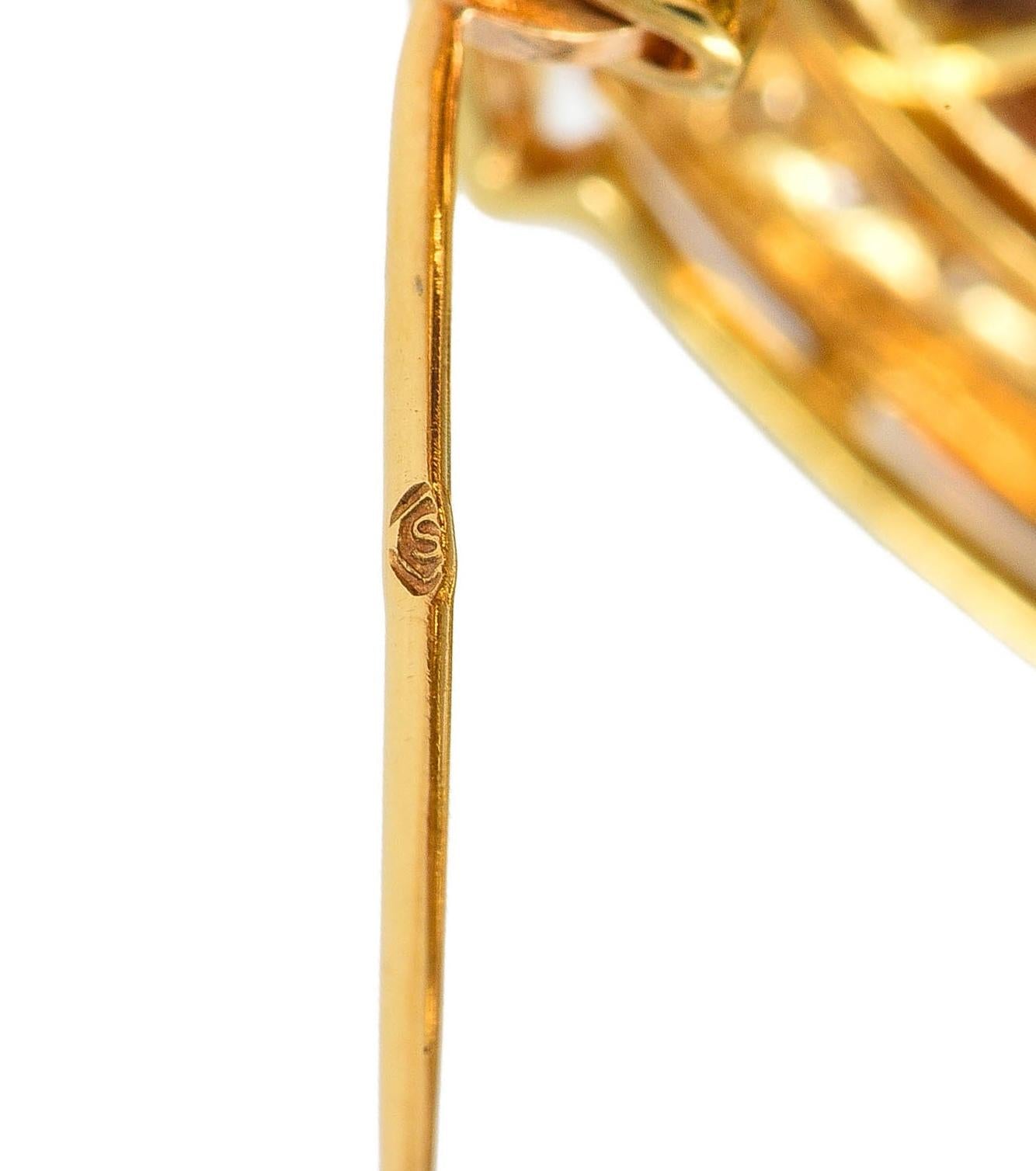 H.Stern Diamond Multi-Gem 18 Karat Yellow Gold Rainbow Pinwheel Vintage Brooch