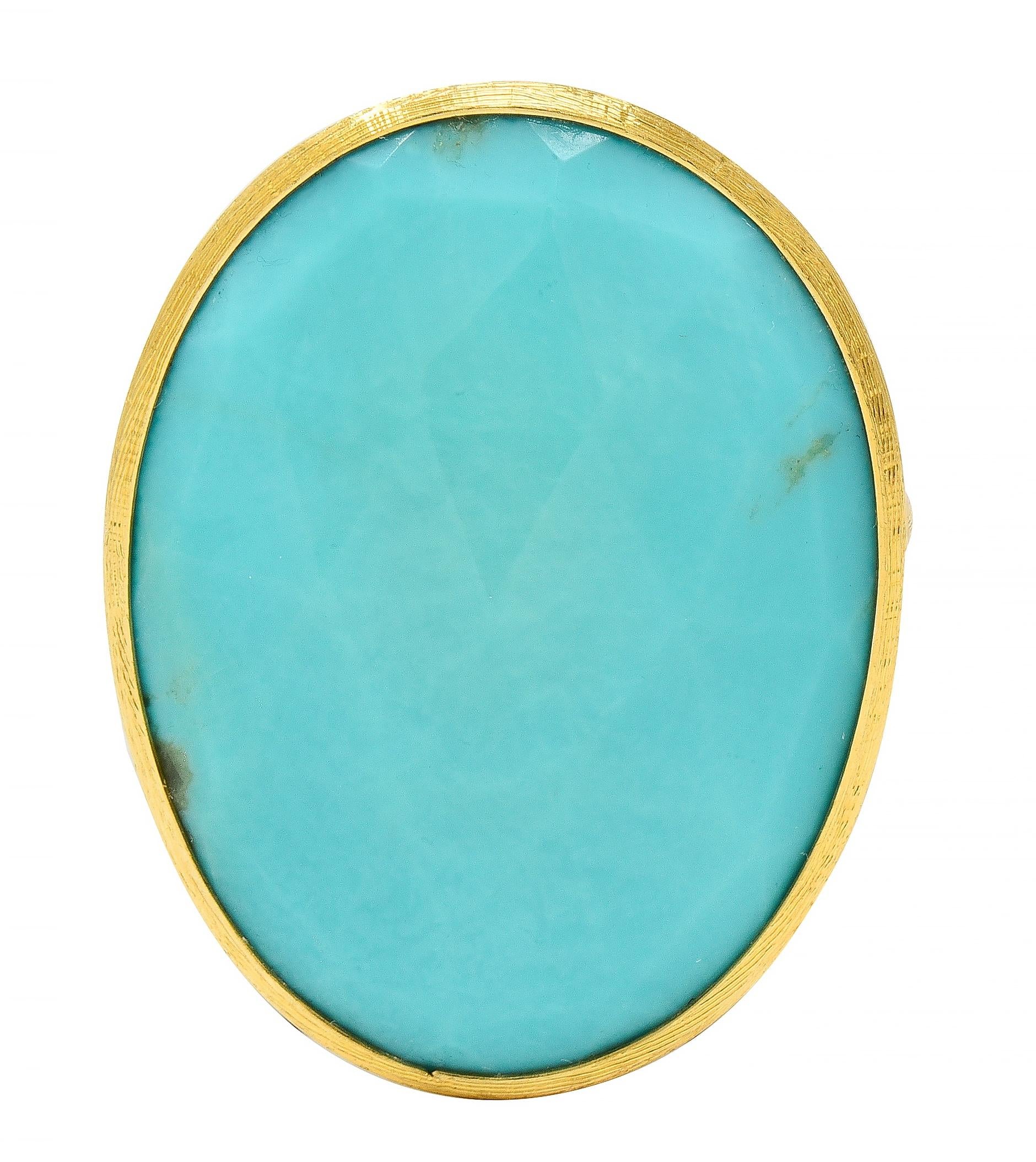 Marco Bicego Contemporary Turquoise 18 Karat Yellow Gold Lunaria Bezel Ring