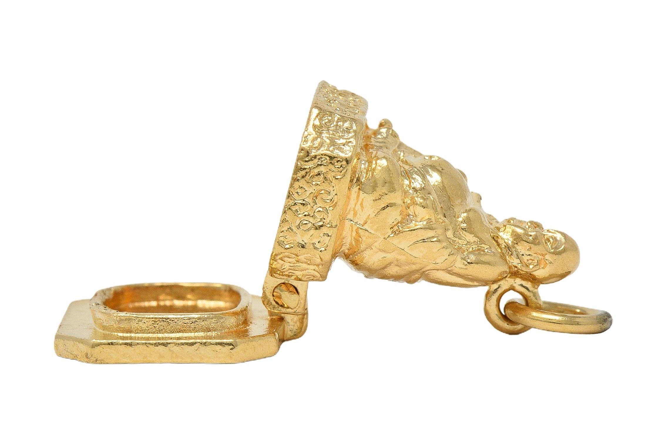 1990's 14 Karat Yellow Gold Vintage Buddha Pendant Locket Charm
