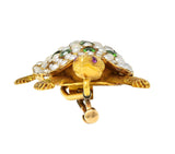 Riker Brothers Art Nouveau Diamond Demantoid 14K Gold Antique Turtle Brooch