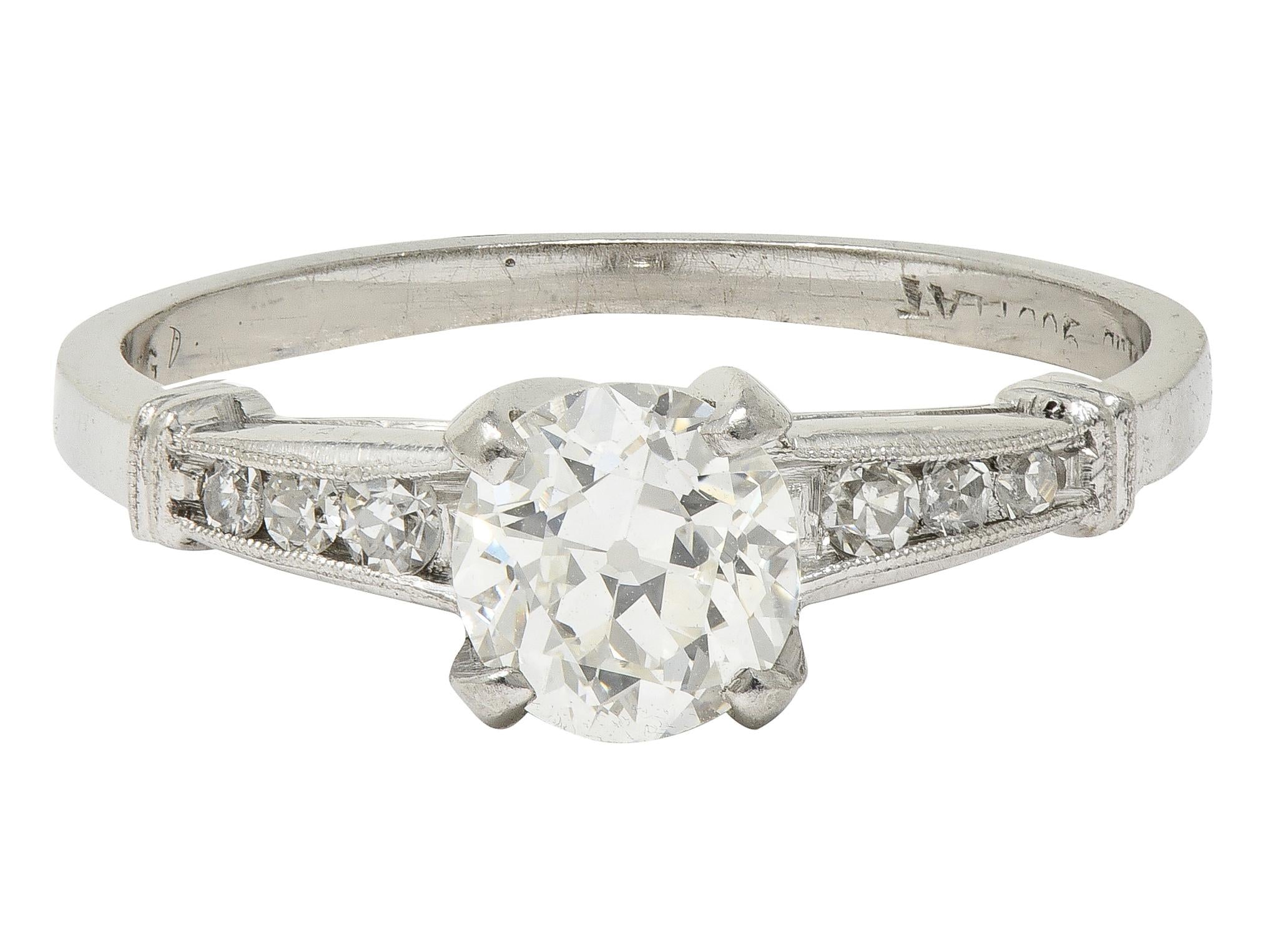 1950's Mid-Century 1.05 CTW Old European Cut Diamond Platinum Engagement Ring