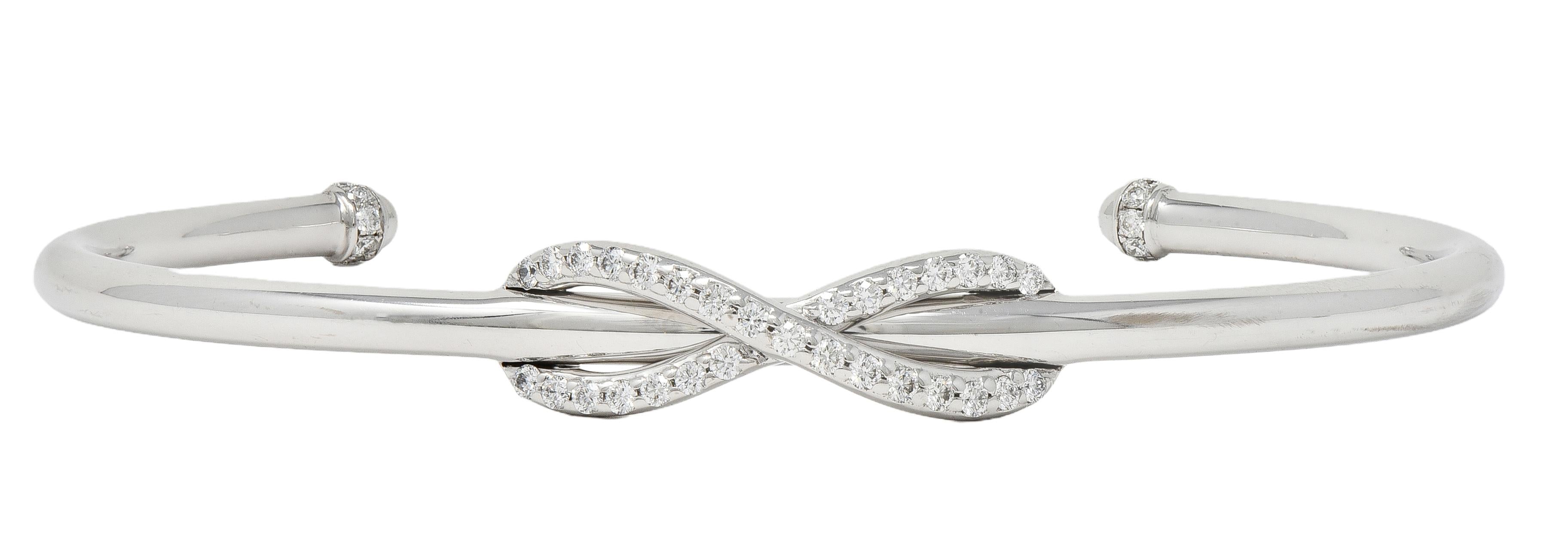 Tiffany & Co. Contemporary Diamond 18 Karat White Gold Infinity Cuff Bracelet