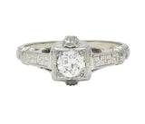 Retro Diamond 18 Karat White Gold Orange Blossom Vintage Engagement Ring